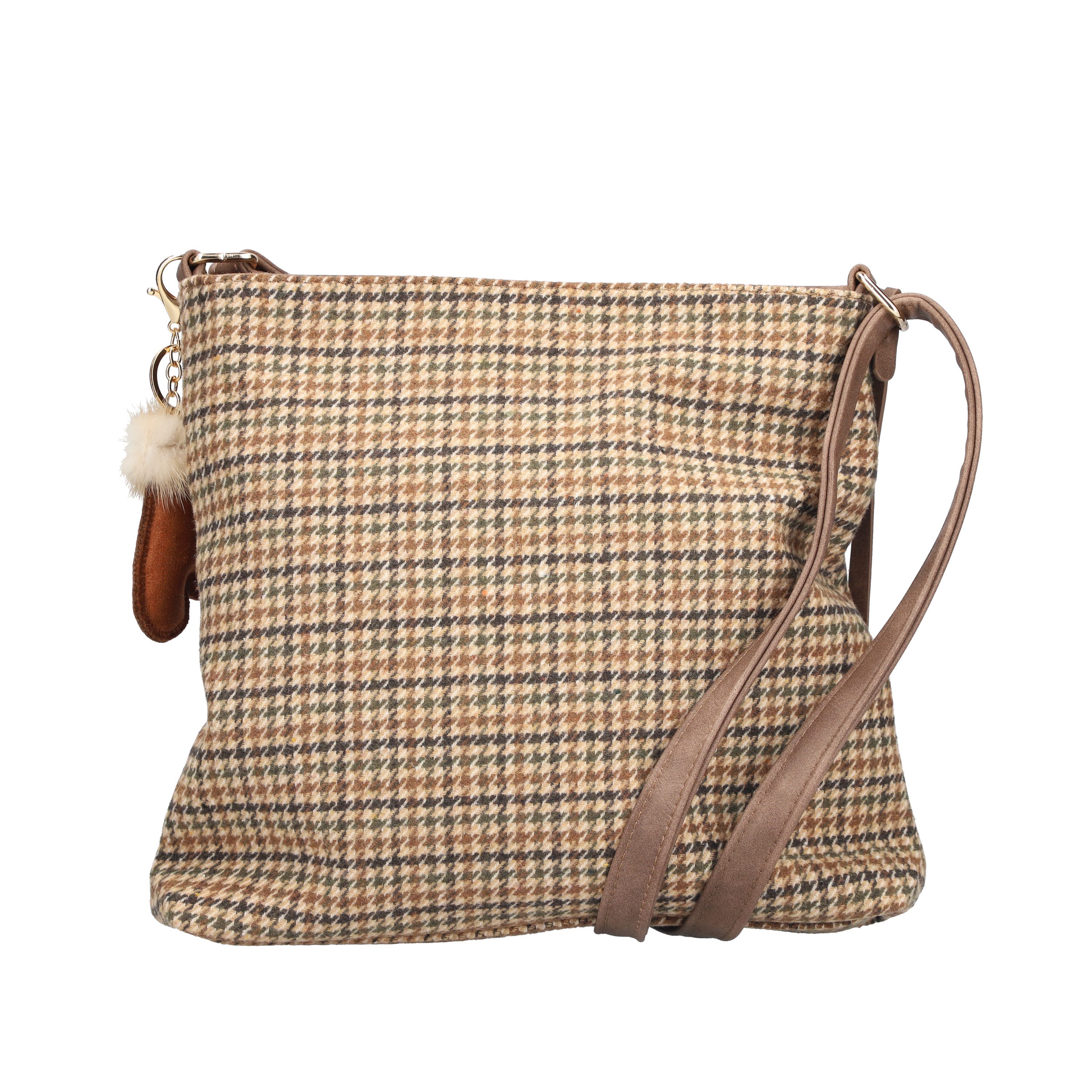 Rieker Umhängetasche Gurgaon, Damen Handtasche, Schultertasche, Henkeltasche in kariertem Look