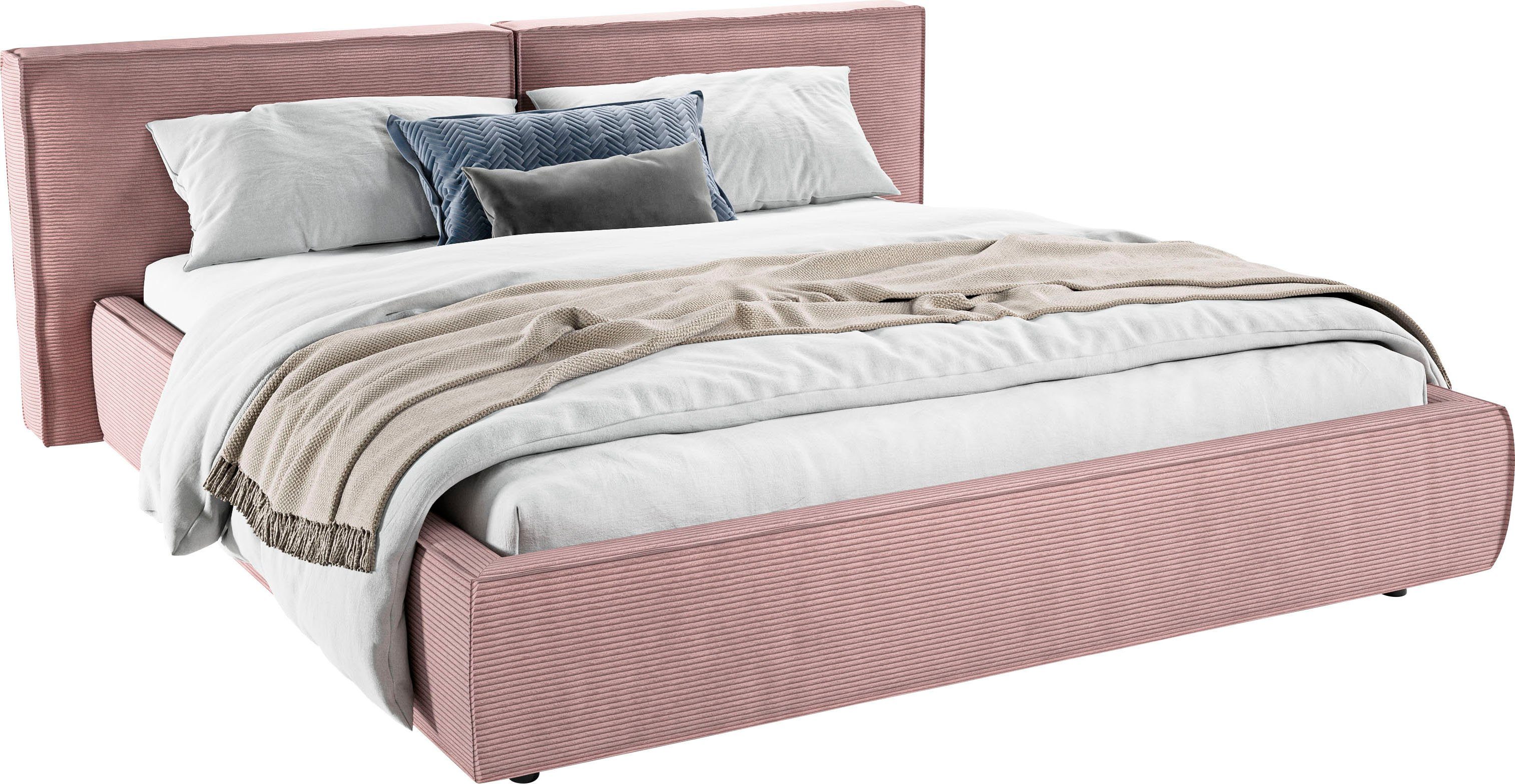 Home affaire Polsterbett Adrina mit Biesenoptik, Feincord und Luxus-Microfaser, bis 280kg, auch in Überlänge 220 cm, 4 Breiten bis 200cm