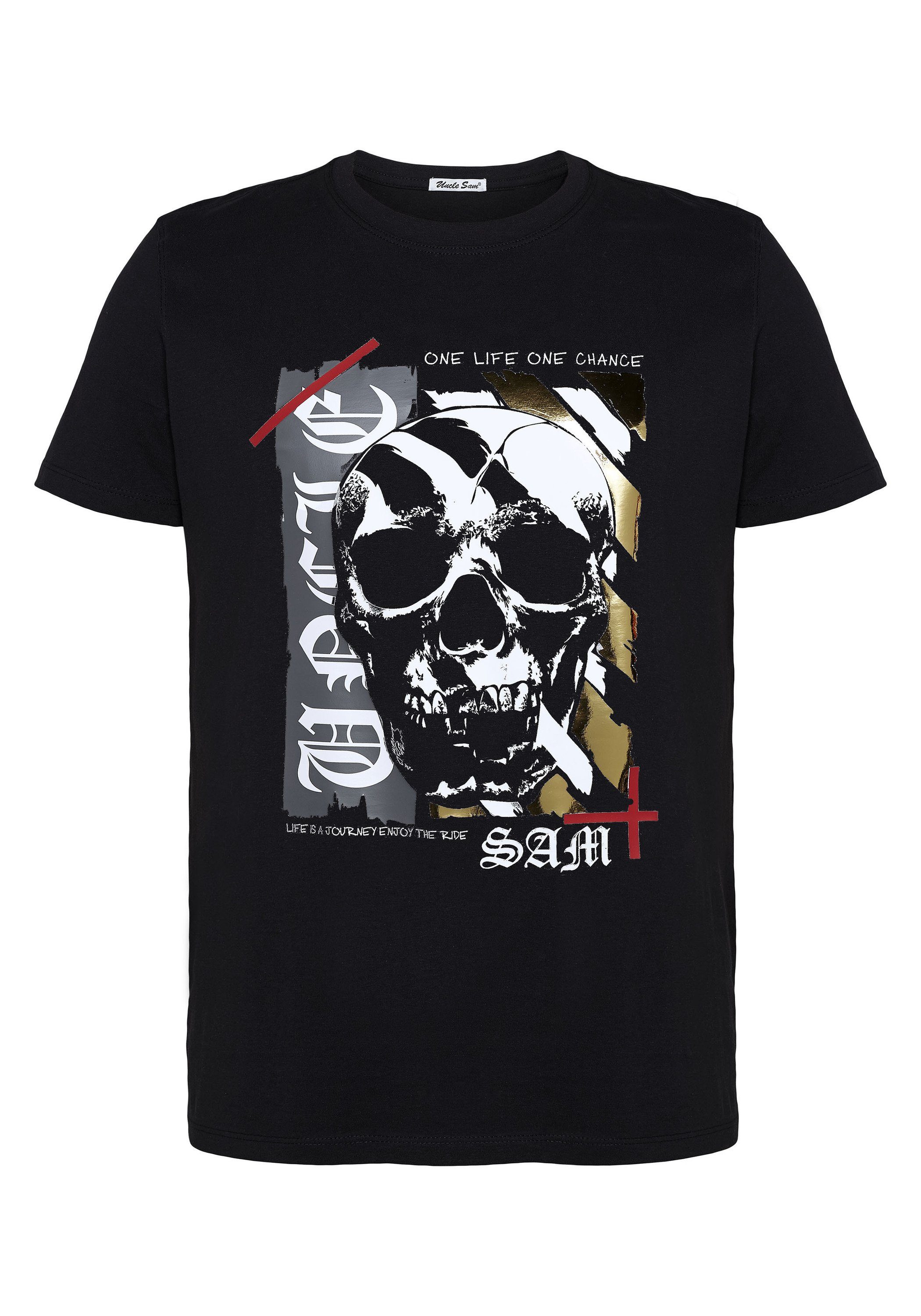 Uncle Sam Print-Shirt mit Totenkopf Print 19-3911 Deep Black