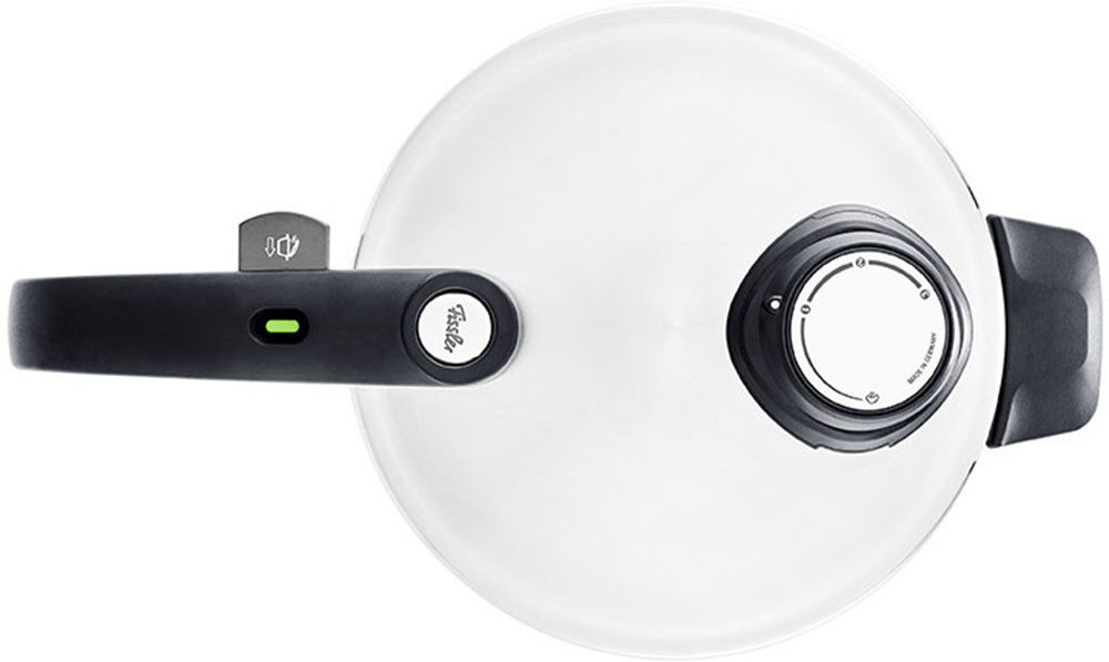 Fissler Schnellkochtopf Vitavit® Premium Edelstahl Dampfkochtopf mit Einsatz Induktion, Edelstahl 18/10 (3-tlg), Verriegelungsanzeige, Einstellbares Abdampfen,  – Bild 4 von 5