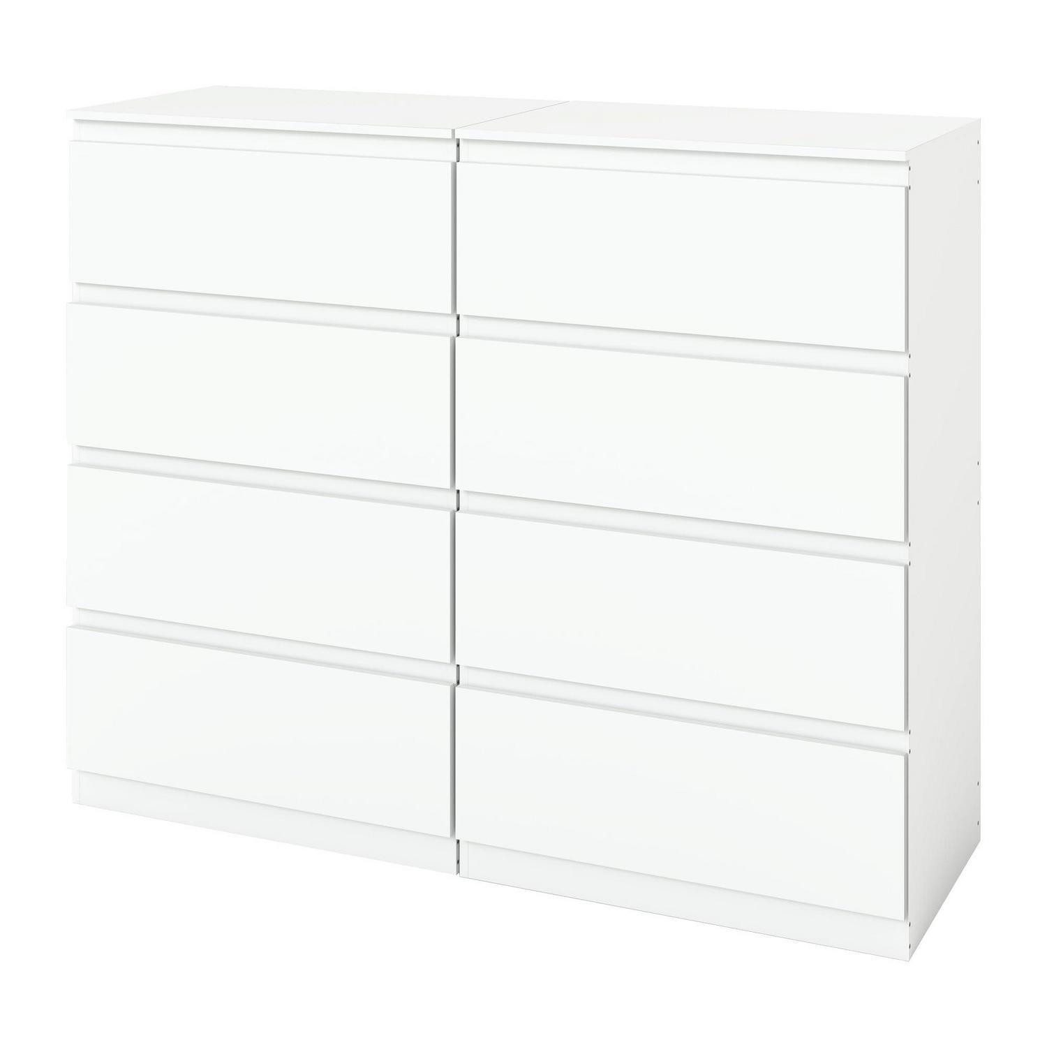 Nachtkommode Schubladenkommode 60cm Schlafzimmer Weiß 4 Schubladen-60B(2er-Set)