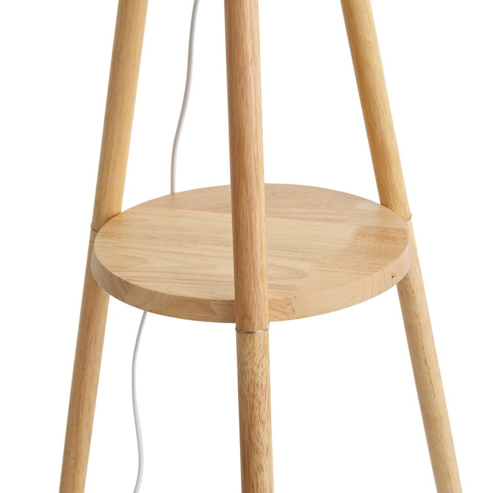 Qazqa Stehlampe Lou, ohne Leuchtmittel, Warmweiß, QAZQA Stehlampe, e27, Braun, Holz, Skandinavisch
