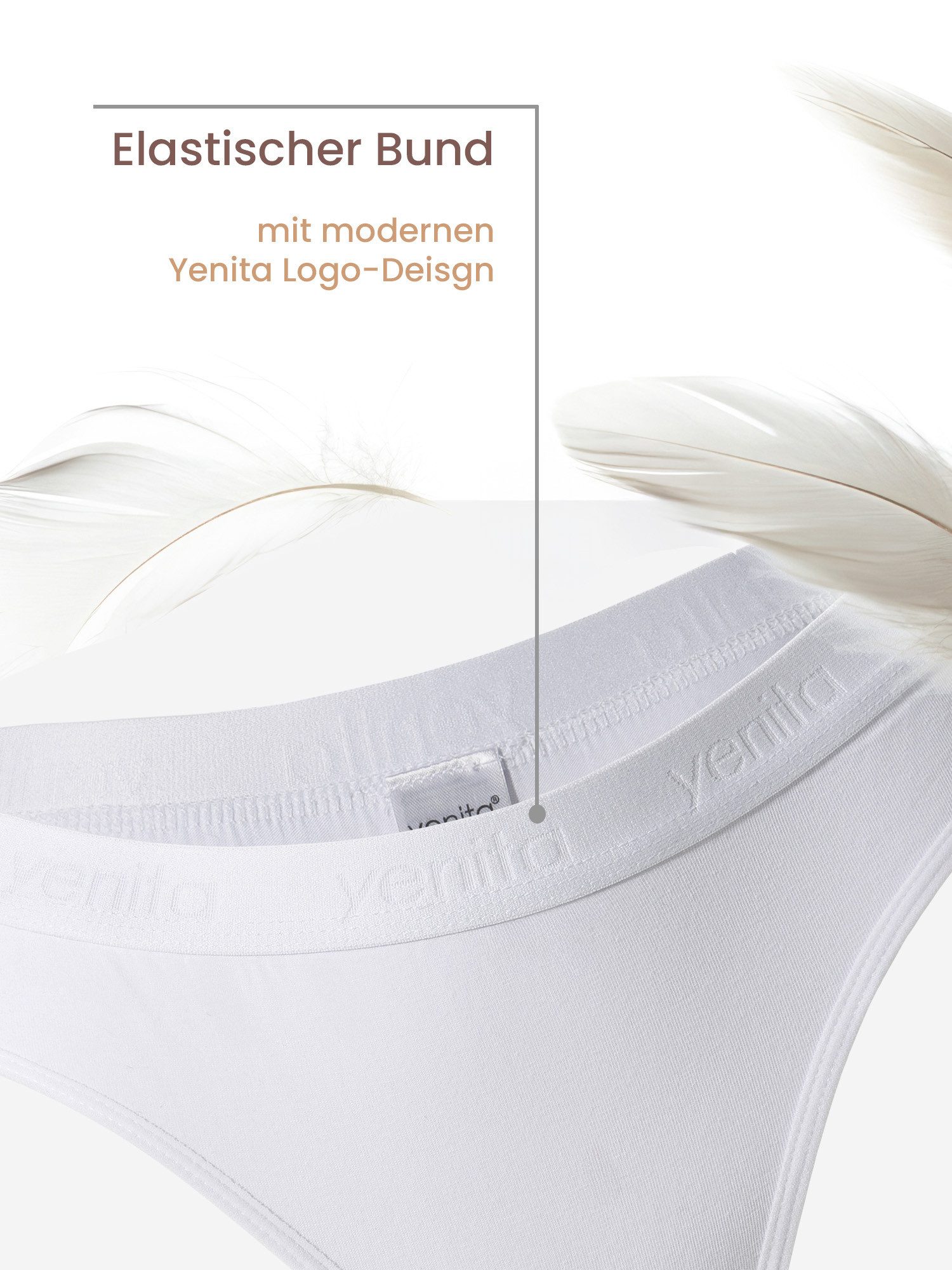 Yenita® Bikinislip Damen Slips mit elastischem Logobund (3-St) in angenehmer Baumwoll-Stretchqualität