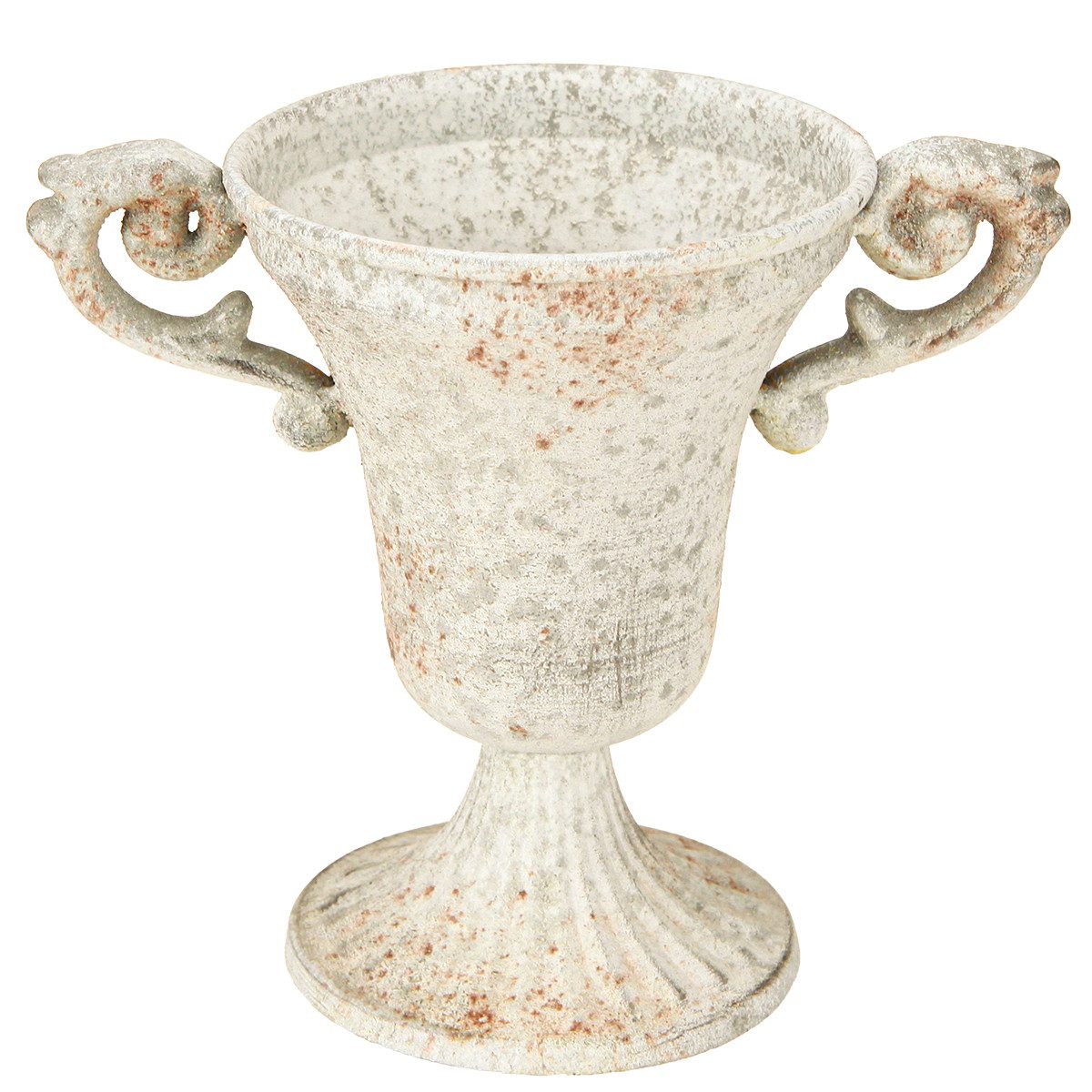 Dekoschale Vintage Deko Metall Pokal Henkel Vase Shabby Chic 14,5cm
