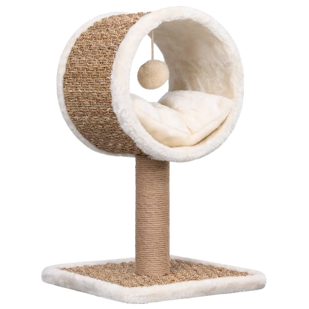 vidaXL Kratzbaum Katzen-Kratzbaum mit Tunnel und Spielzeug 56 cm Seegras