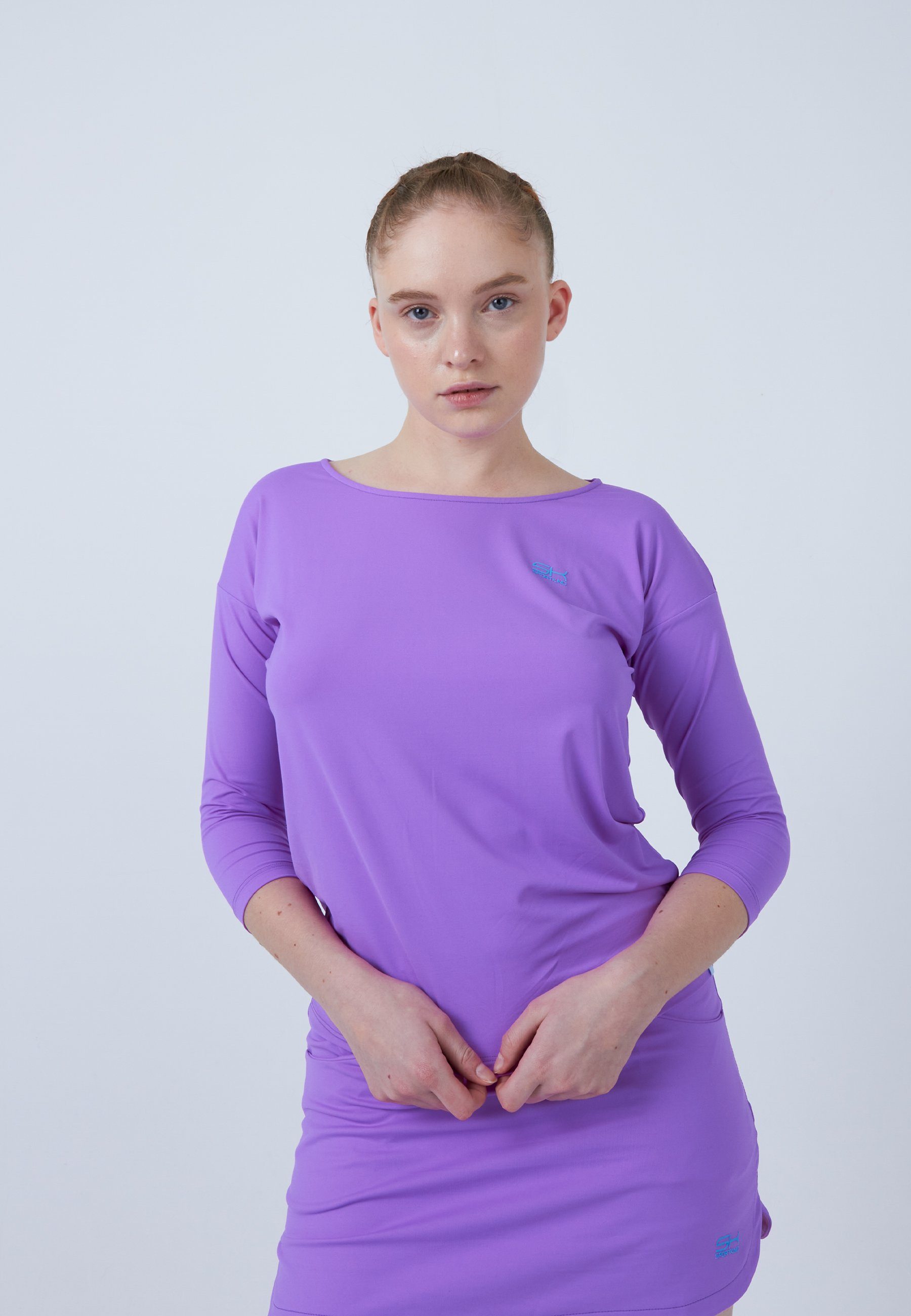 SPORTKIND Funktionsshirt & Fit 3/4 Loose Damen Tennis Mädchen lila Shirt