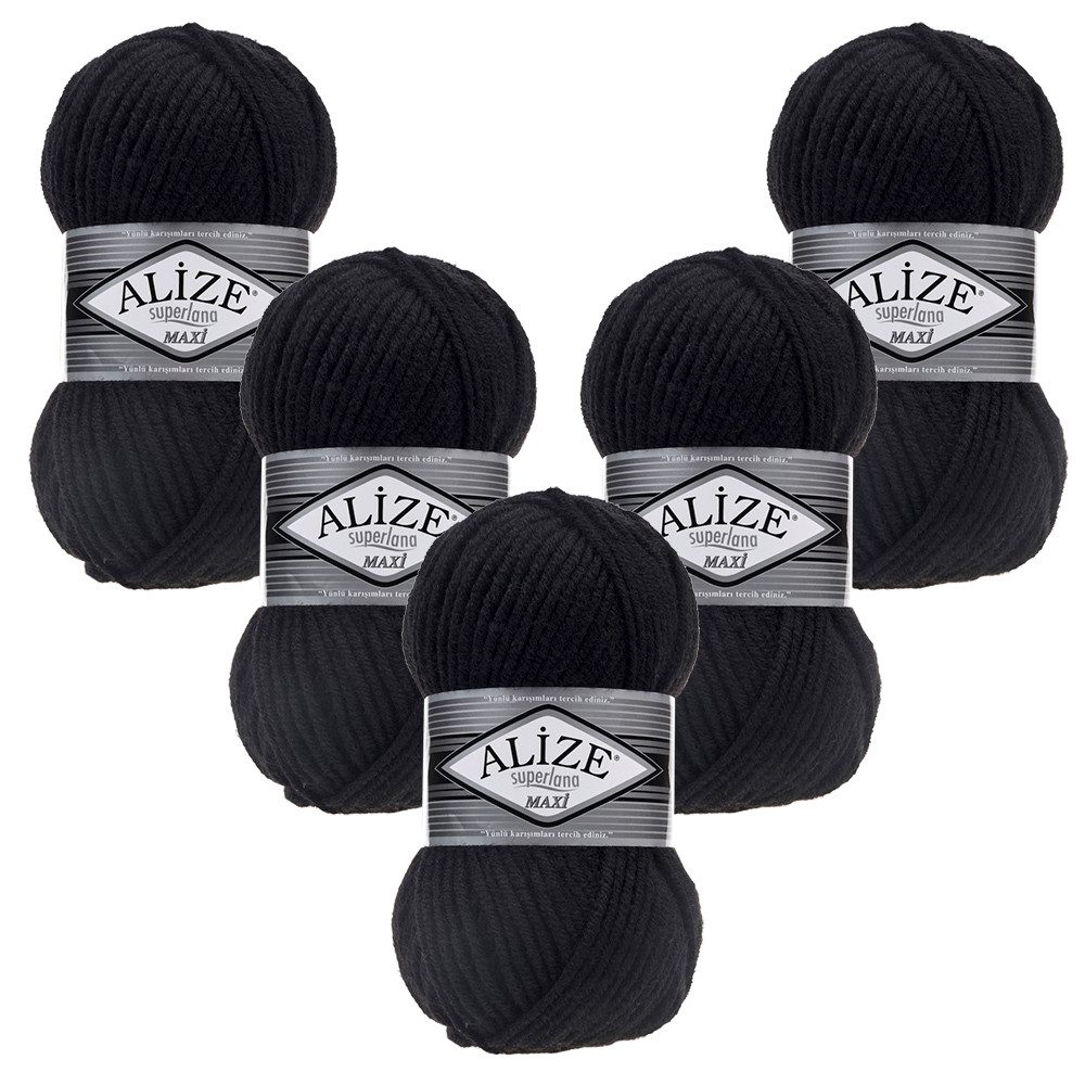 Alize 5 x ALIZE Superlana Maxi Häkelwolle, 100 m, Yarn,Handstrickgarn,Garn,Stickgarn