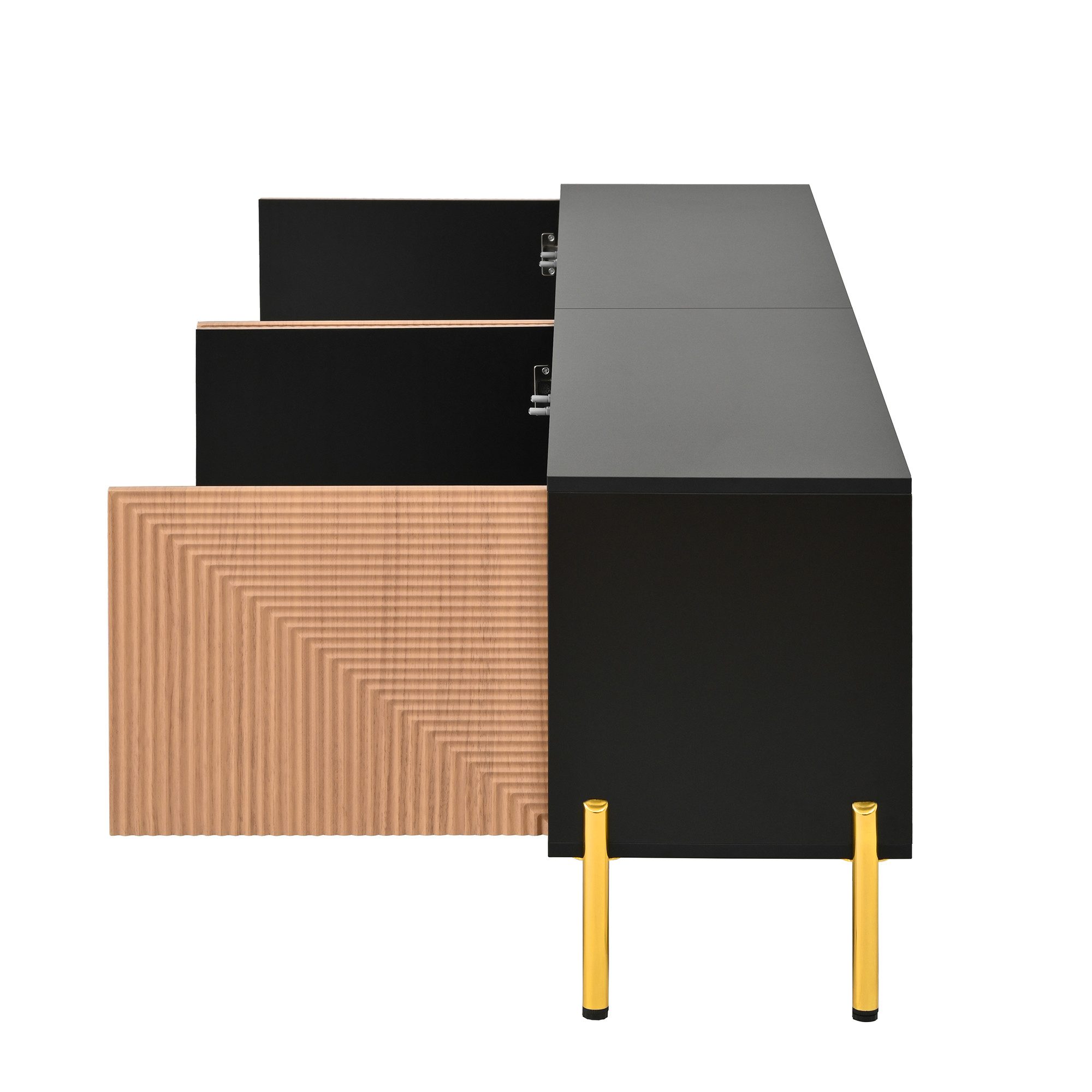 Lowboard mit Farbblock in Schwarz und Gold