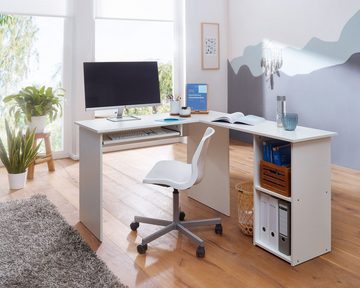 Wohnling Schreibtisch WL5.307 (Eckschreibtisch 140 x 75,5 x 120 cm Weiß), HomeOffice Bürotisch Schreibtischkombination