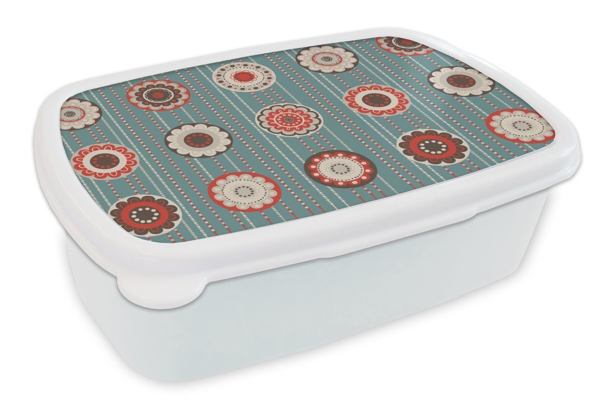 Brotdose, und Vintage Jungs Bohème Lunchbox Design, Mädchen weiß Brotbox für MuchoWow (2-tlg), Kinder Blumen - und für Erwachsene, Kunststoff, - -