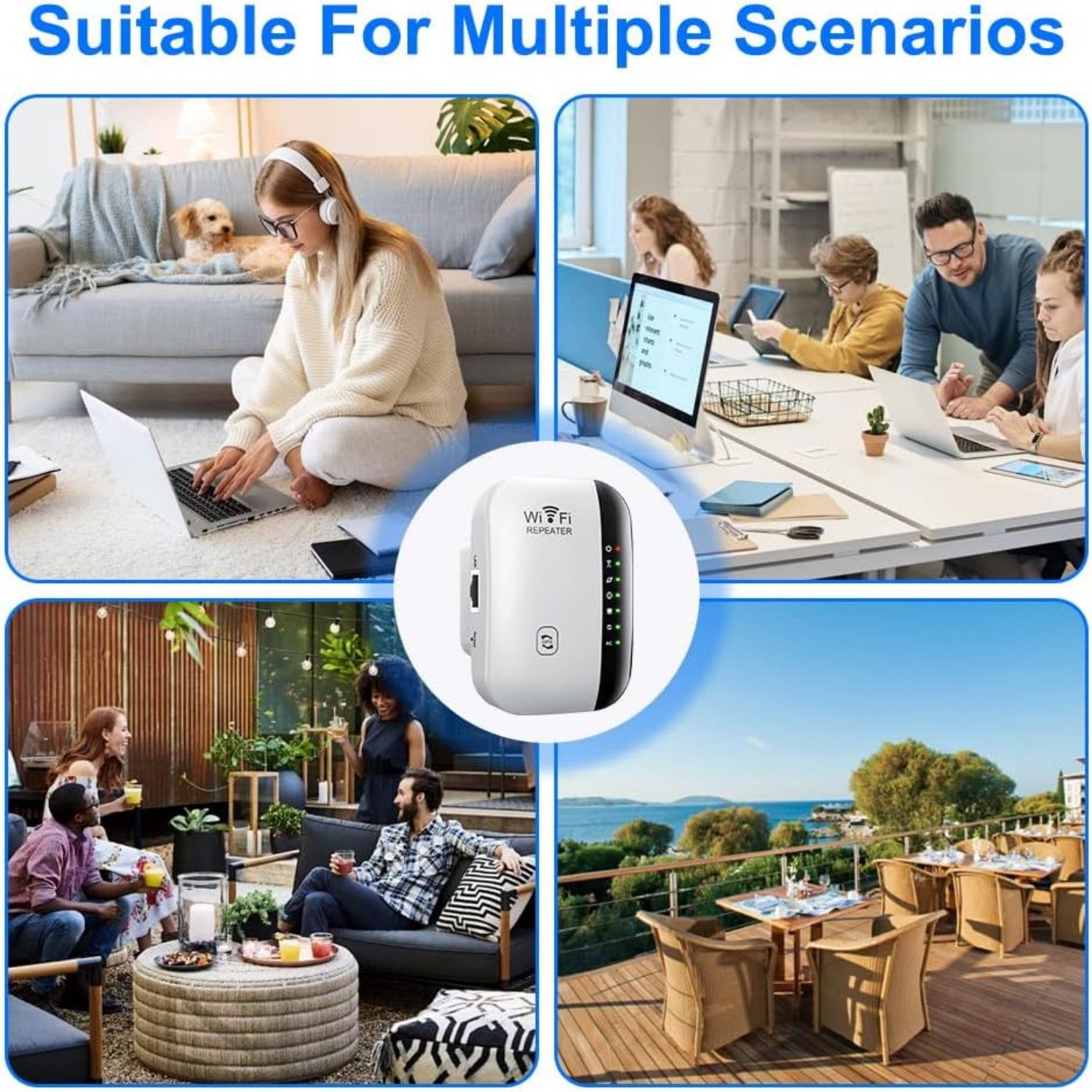 ibettertec 300Mbit/s 2.4GHz WiFi Extender Booster Repeater/AP Modus mit WPS WLAN-Repeater, Kompatibel mit allen WLAN Geräten