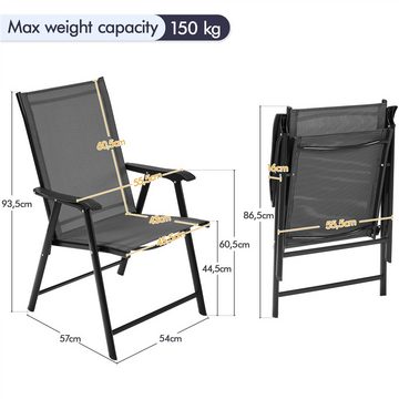 Yaheetech Klappstuhl, 2er Set Gartenstühle mit Rückenlehne & Armlehnen bis 150 kg Belastbar