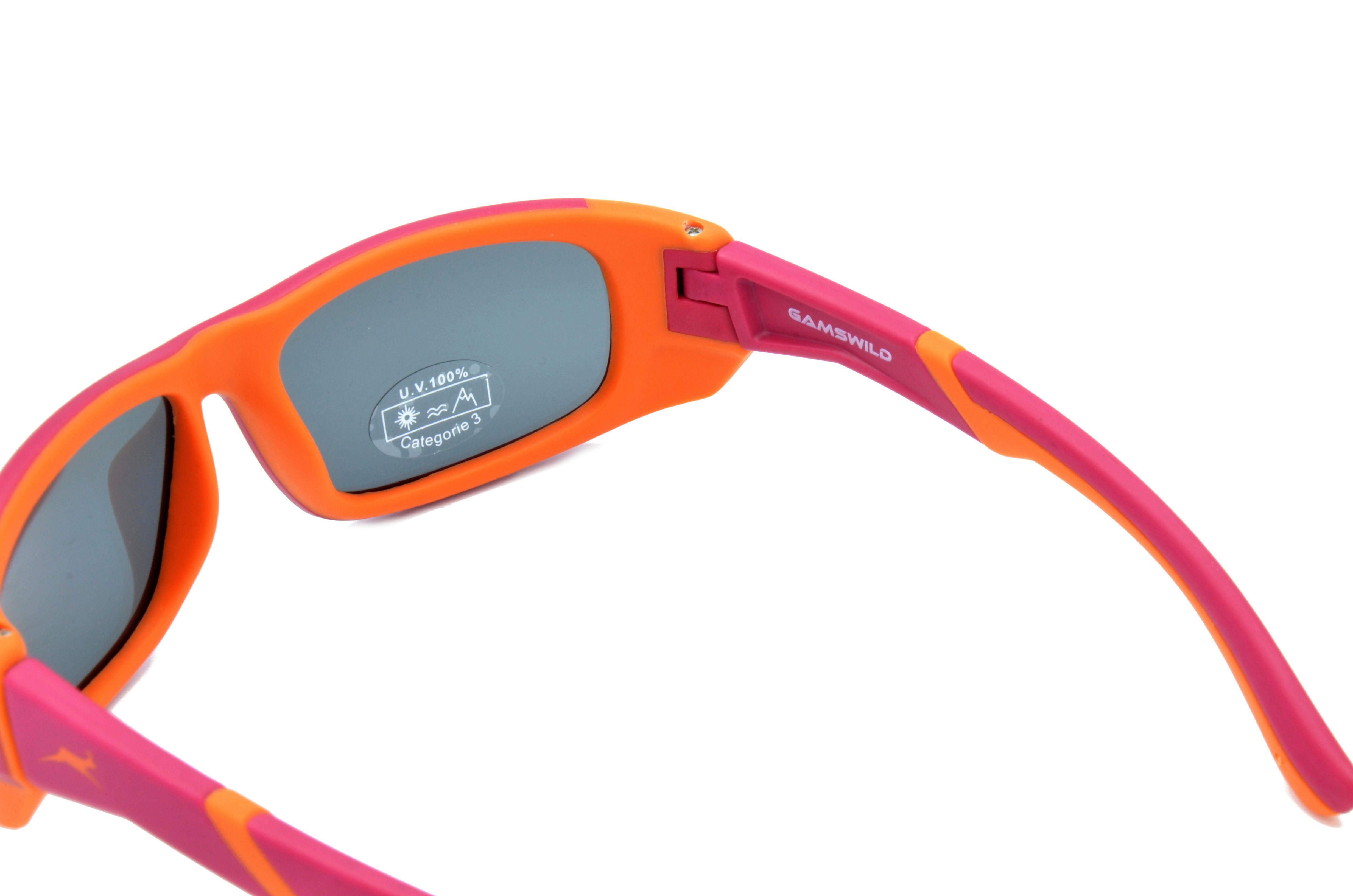Jahre Kinderbrille 6-12 grau, Jugendbrille Mädchen Gamswild GAMSKIDS Unisex, super - grün WJ5119 blau Jungen dunkelrot orange, Sonnenbrille - Bügel -orange flexible