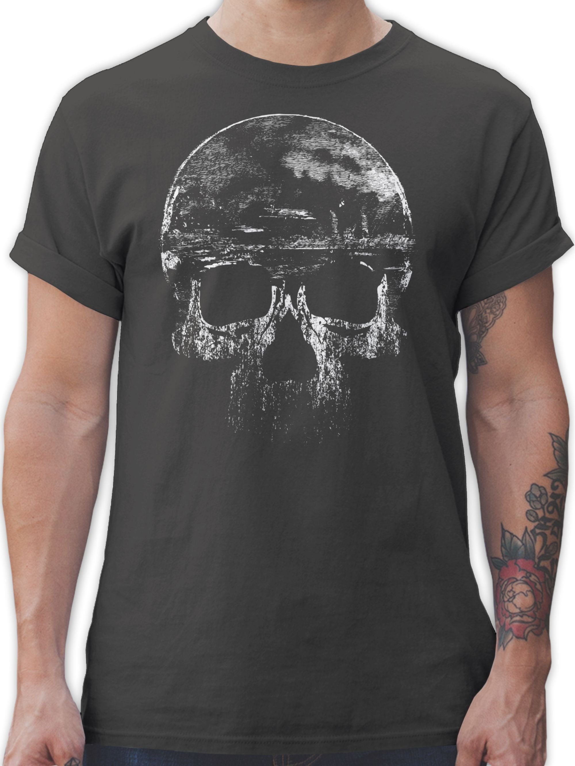 Totenkopf Biker Shirtracer Vintage T-Shirt 2 Dunkelgrau