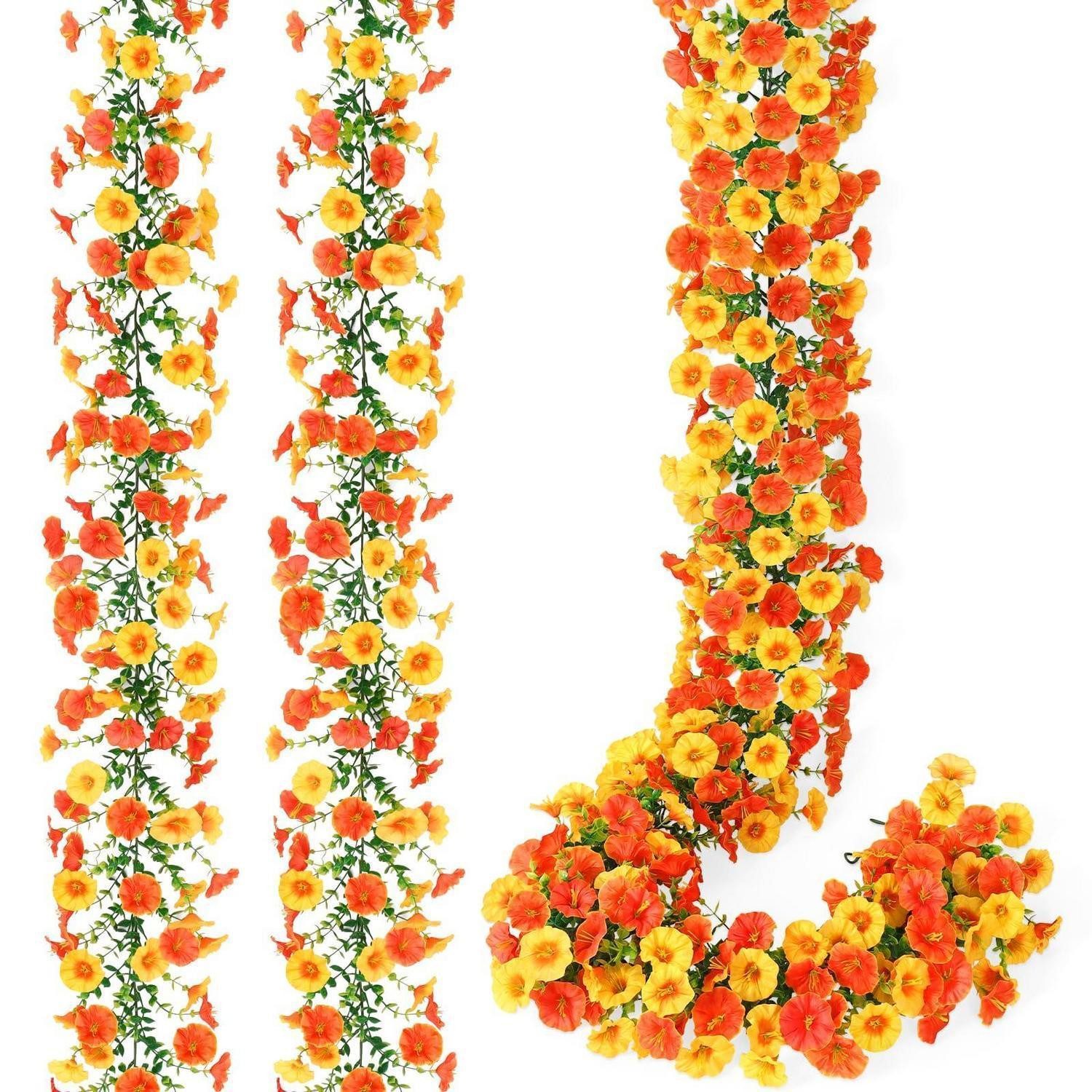 Kunstgirlande Blumengirlande Künstlich Orange/Gelb 2Stk 1.8M, LuxusKollektion, Höhe 180 cm