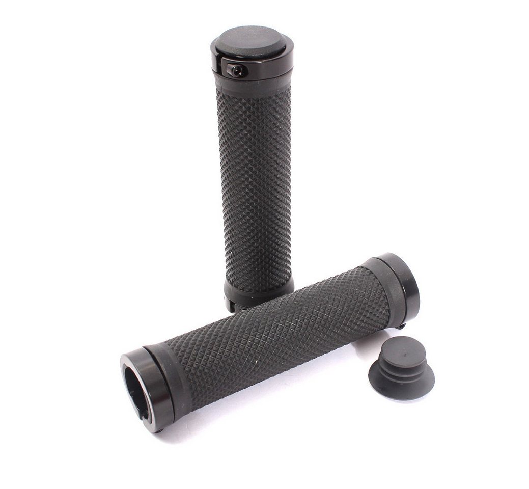 KHEbikes Fahrradlenkergriff KHE BMX MTB Lock-On Griffe 135mm mit Alu Klemmung Schwarz, BMX