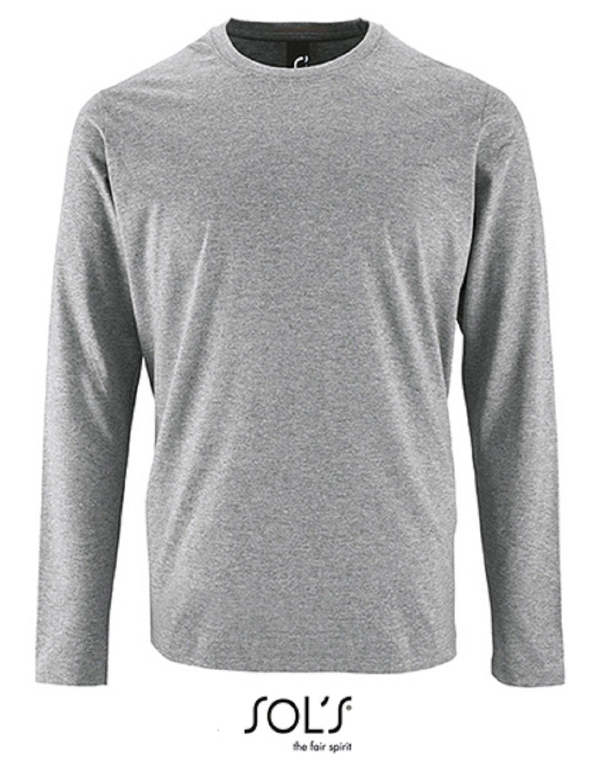 SOLS Langarmshirt 1er/2er Pack GreyMelange Männer XS Baumwolle 4XL 100% Langarm-Shirt Herren 190 Gr. bis für (1-tlg) - g/m²