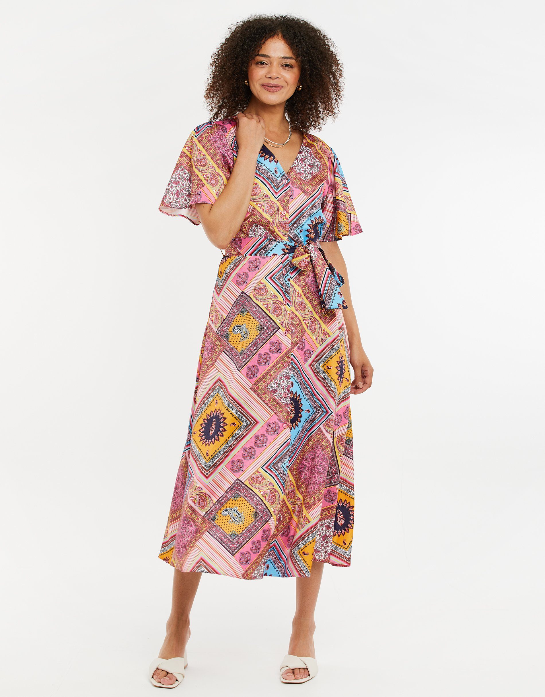 Threadbare Sommerkleid THB Fruit Pastill Midi Button Dress Multi - mehrfarbig