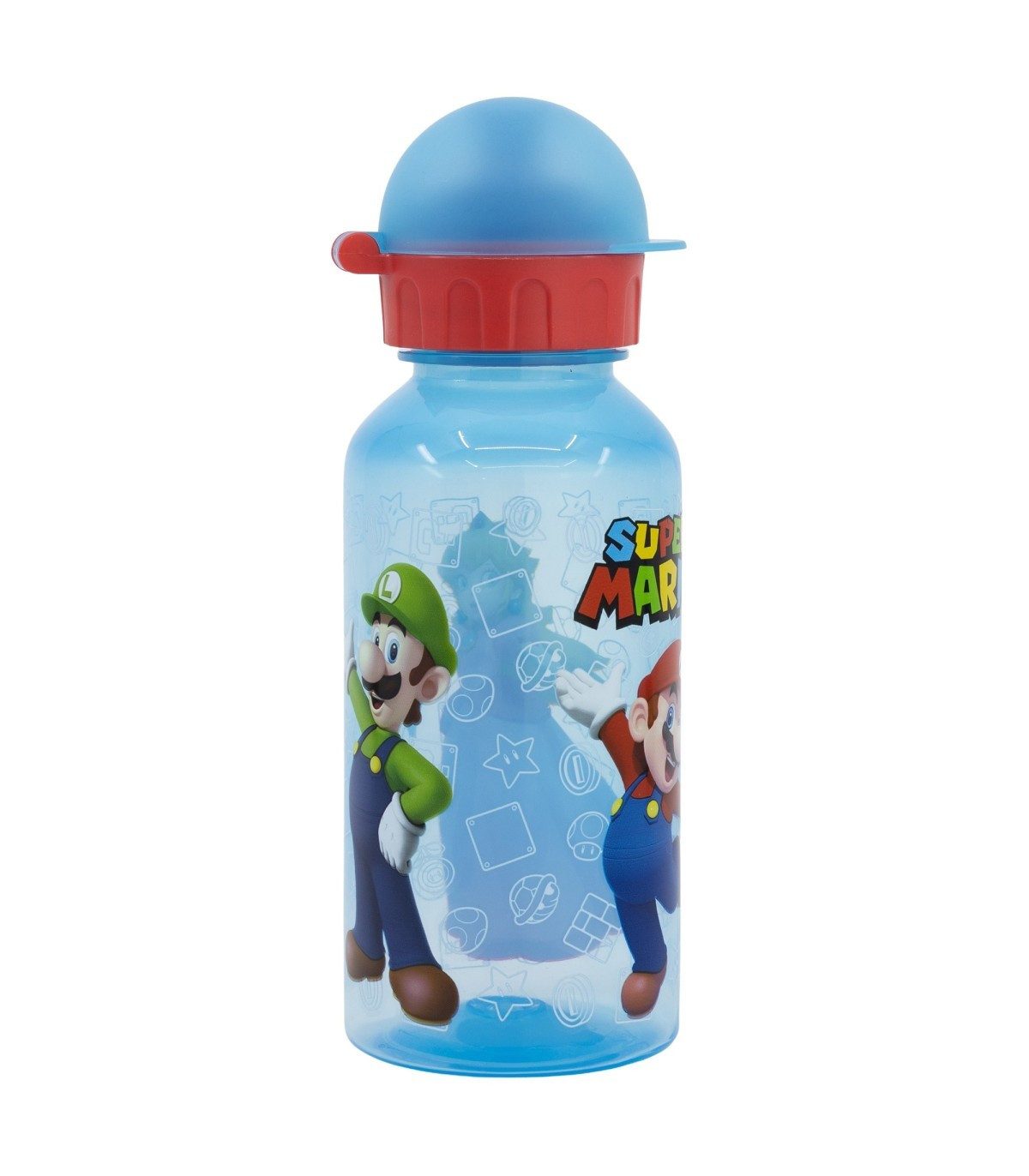 Super Mario Trinkflasche Kinder Trinkflasche 370 ml Schulflasche mit Sicherheitskappe