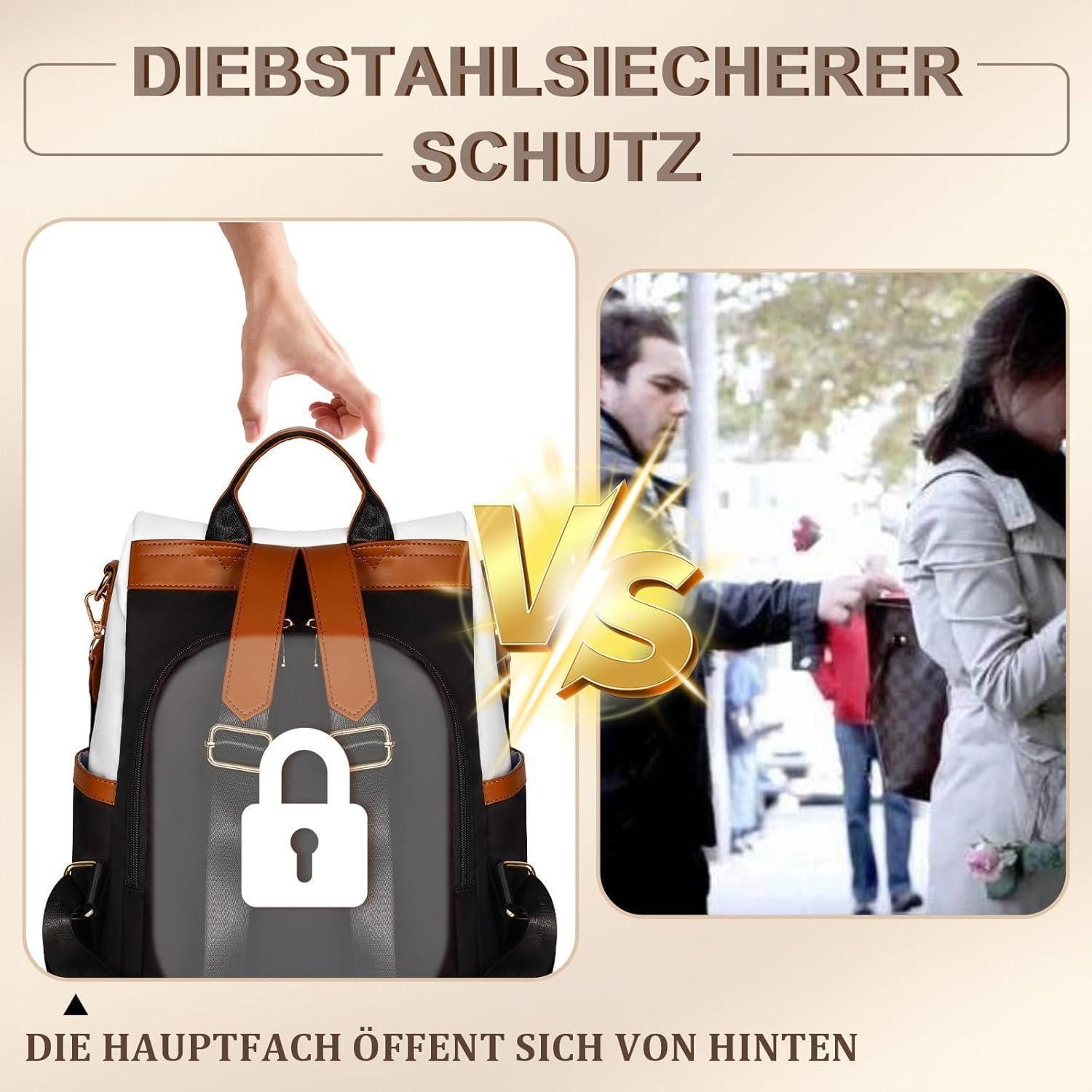 LuxusKollektion Cityrucksack Rucksack Diebstahlsicher Wasserdicht Damen Wei günstig online kaufen