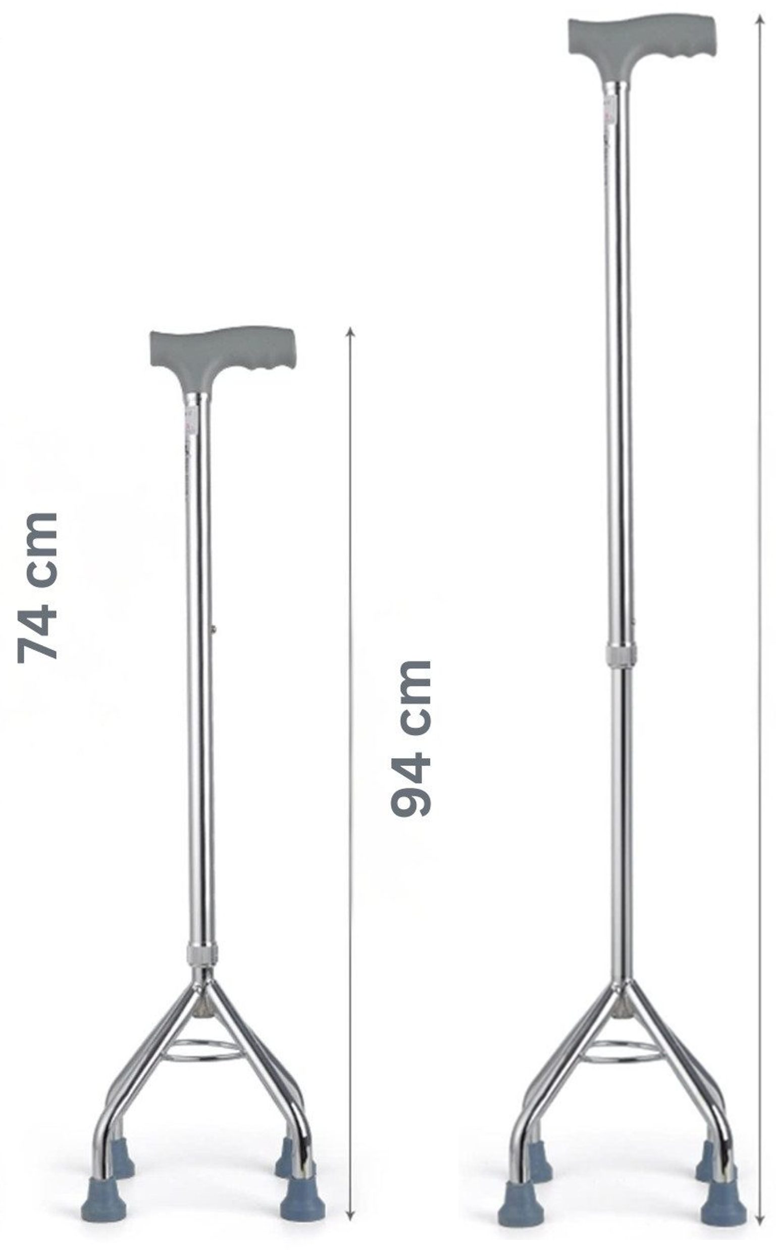 Dr. Junghans Medical GmbH Gehstock Vierfußgehhilfe, Ergonomischer Handgriff, 1-tlg., Rutschfeste Gummikapseln für sicheren Halt, höheverstellbar von 74-94 cm, hochwertige Vierfußgehhilfe