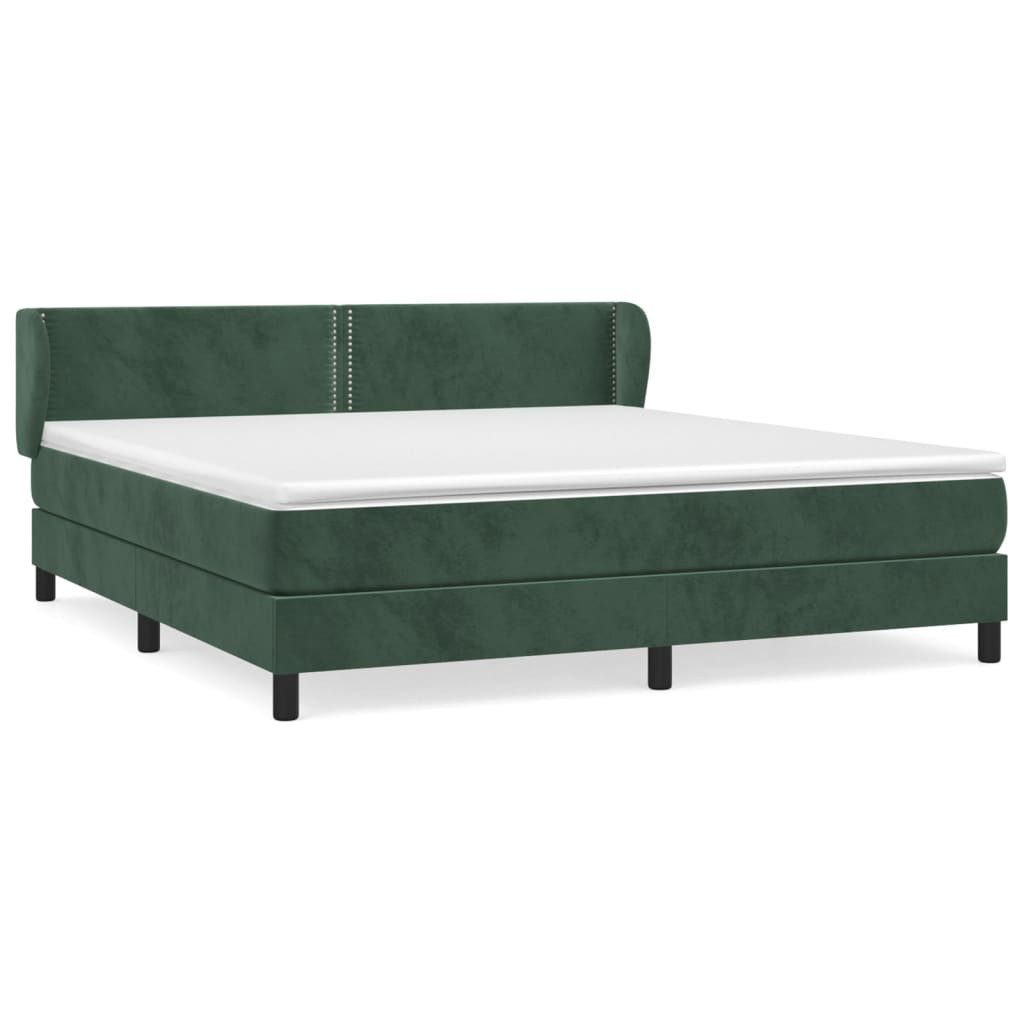 vidaXL Boxspringbett, Boxspringbett mit Matratze Dunkelgrün 180x200 cm Samt günstig online kaufen
