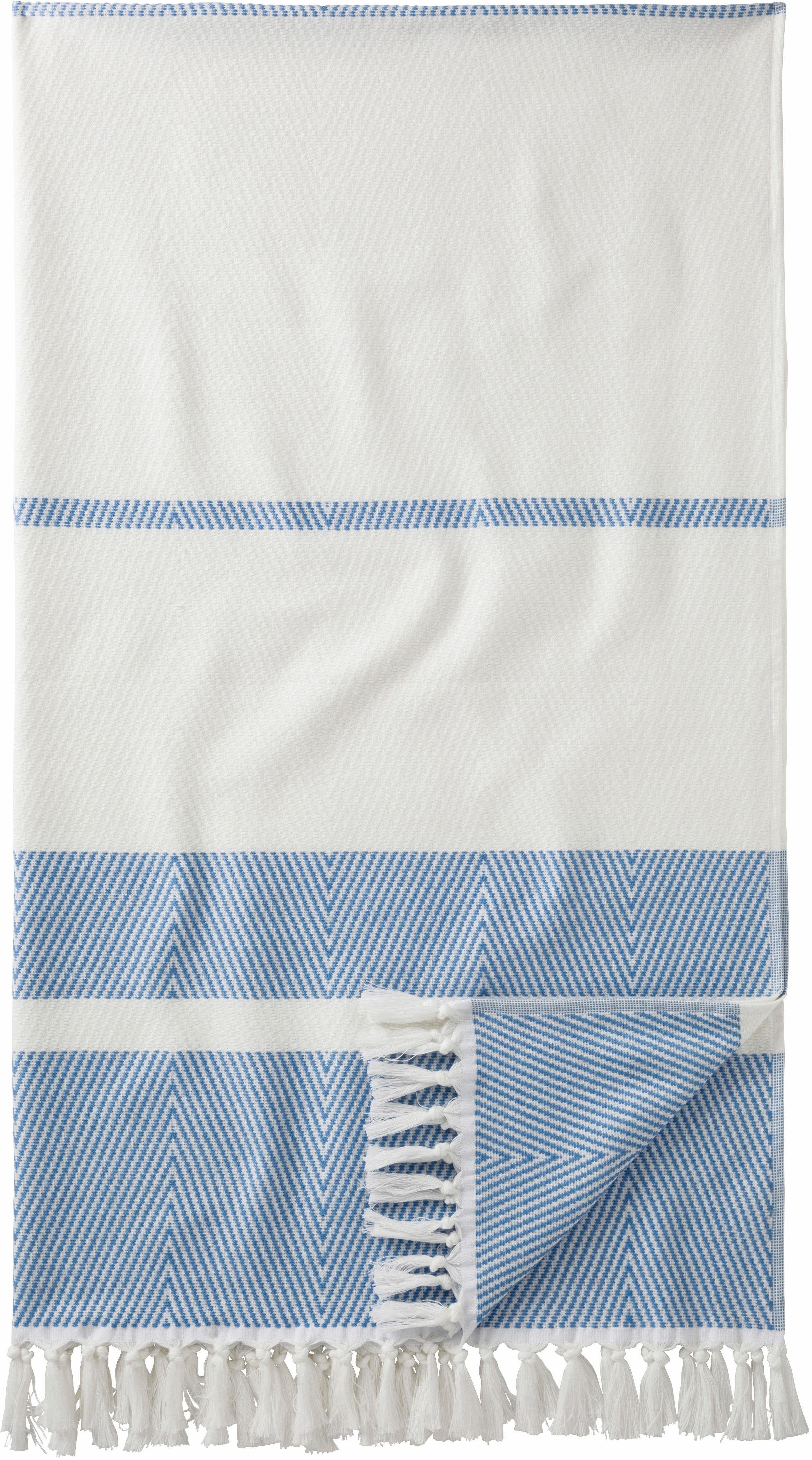 Egeria Hamamtuch Pestemal Herri, Hamam Frottier (1-St), 100x180 cm, mit Muster & Fransen, ideal als Strandtuch blau | Alle Handtücher