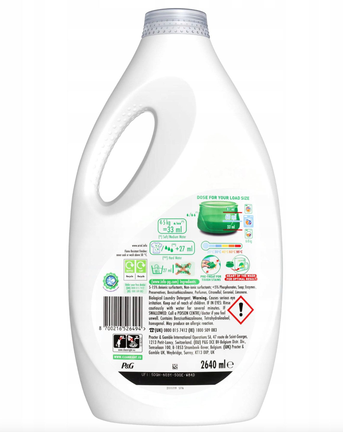 KomfortHome Ariel Cold Wash Color Waschgel 80 Wäschen 2,64 L Colorwaschmittel (1x flasche 2640 ml, [- 1x flasche 2640 ml 1x flasche 2640 ml)