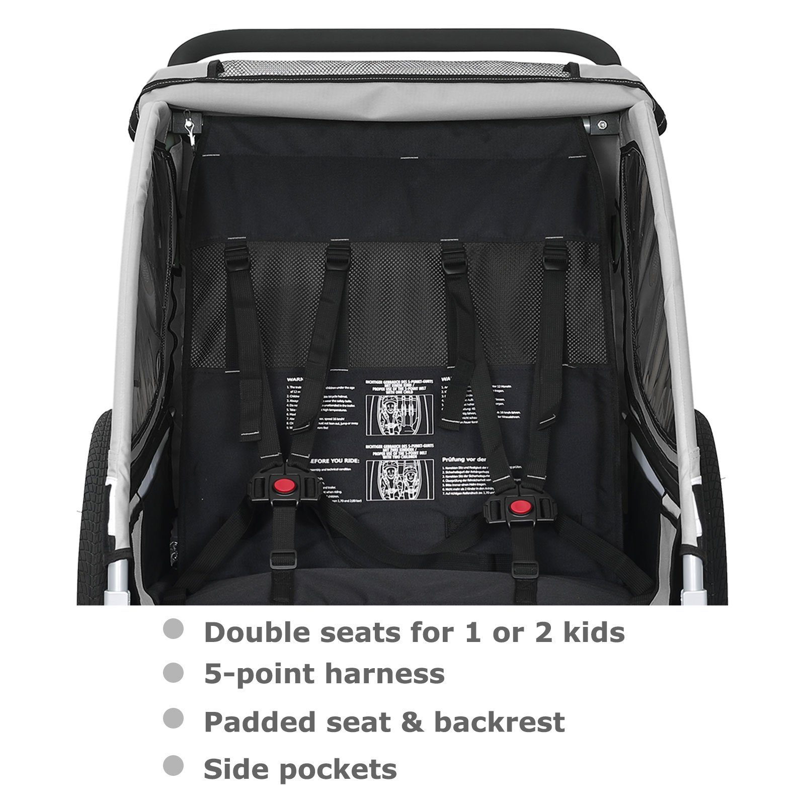 TIGGO Fahrradkinderanhänger Kinderanhänger 2 in 1 Kinderfahrradanhänger Fahrradanhänger, für 1-2 Kinder inklusive Joggerkit