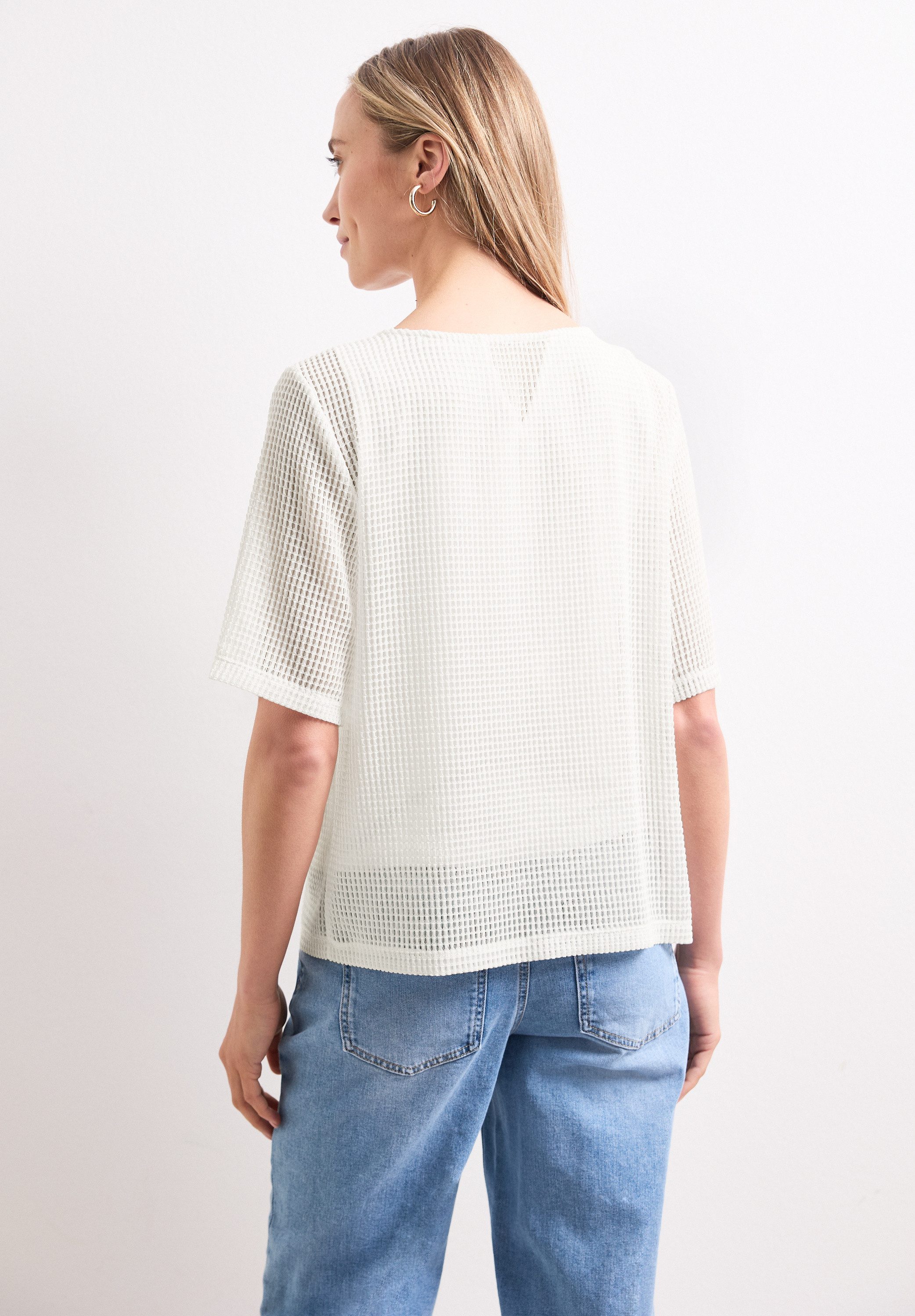 STREET ONE 2-in-1-Shirt Sommershirt aus Mesh mit U-Boot-Ausschnitt