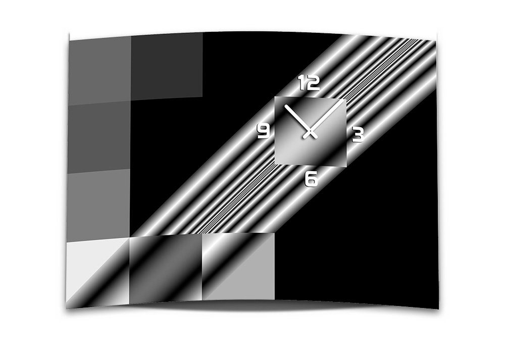 dixtime Wanduhr Wanduhr XXL 3D Optik Dixtime modern schwarz weiß 50x70 cm leises Uhrwe (Einzigartige 3D-Optik aus 4mm Alu-Dibond)
