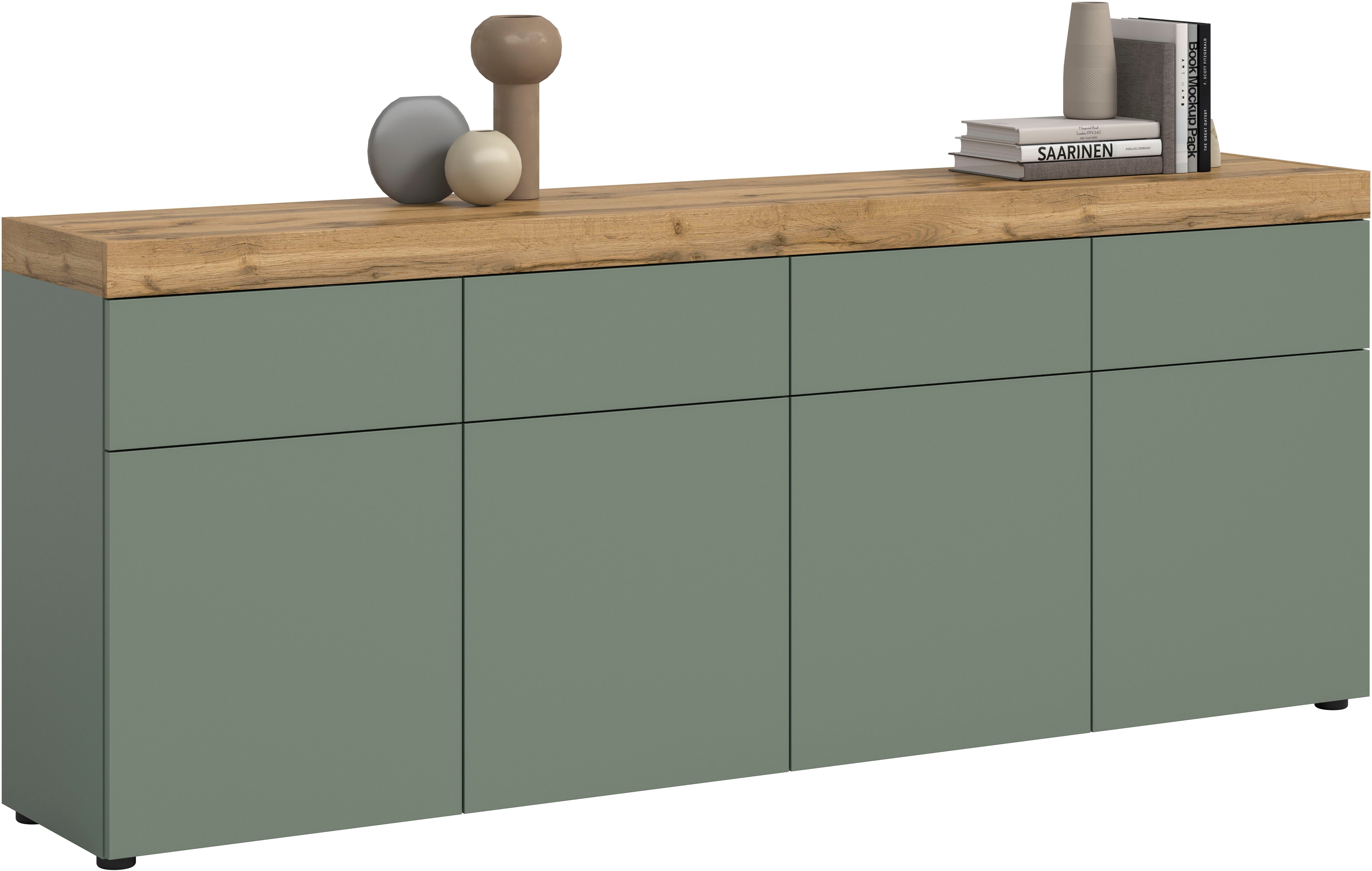 OTTO home Sideboard MAMBO, TOPSELLER!, Breite 200cm, 4 Türen, 4 Schubkästen, push-2-open (1 St., 2 farbige Ausführung, in verschiedenen Farben erhältlich), Kommode, Anrichte, Wohnzimmer, Schlafzimmer