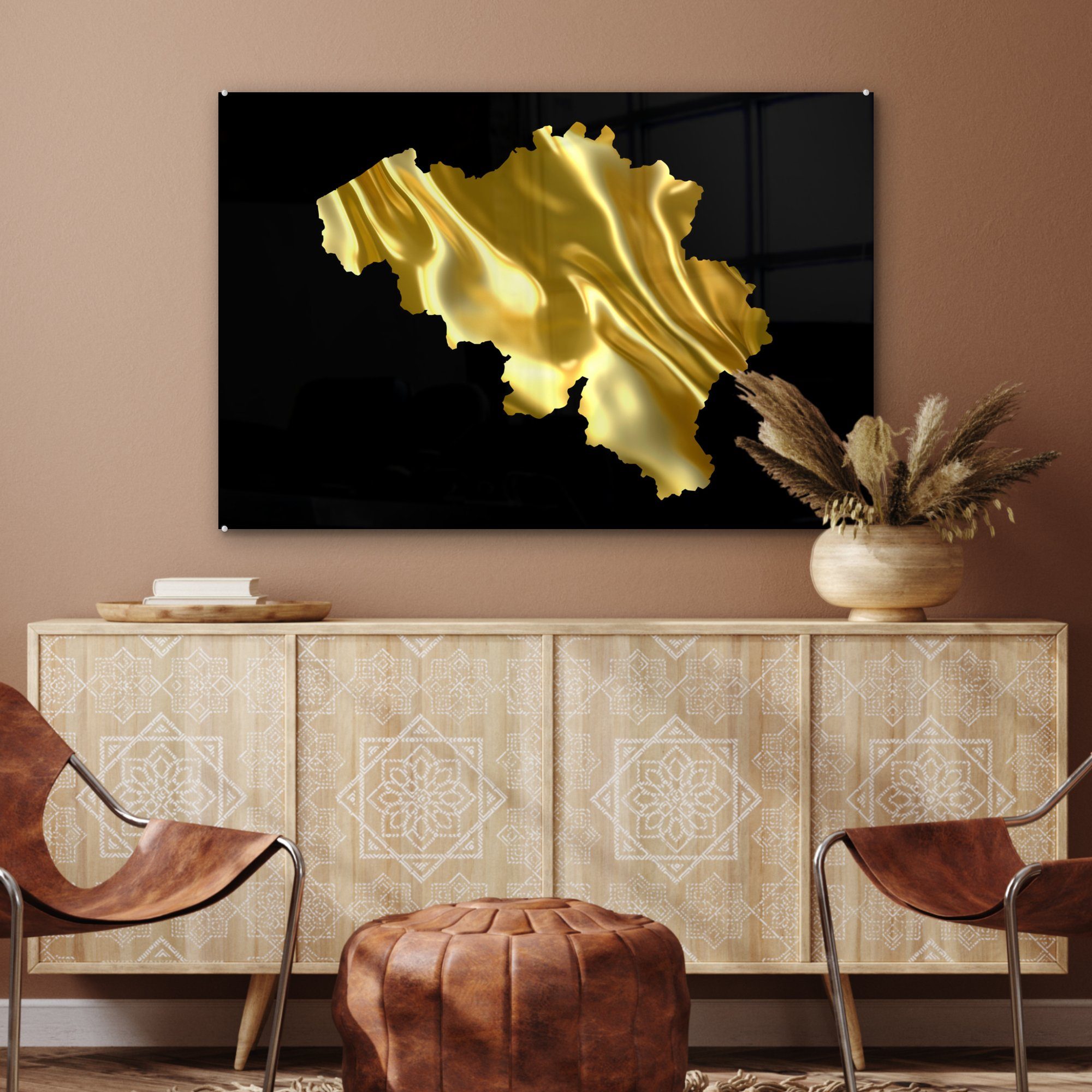 - Acrylglasbild - Wohnzimmer Schlafzimmer (1 Gold, Belgien St), Acrylglasbilder Karte MuchoWow &