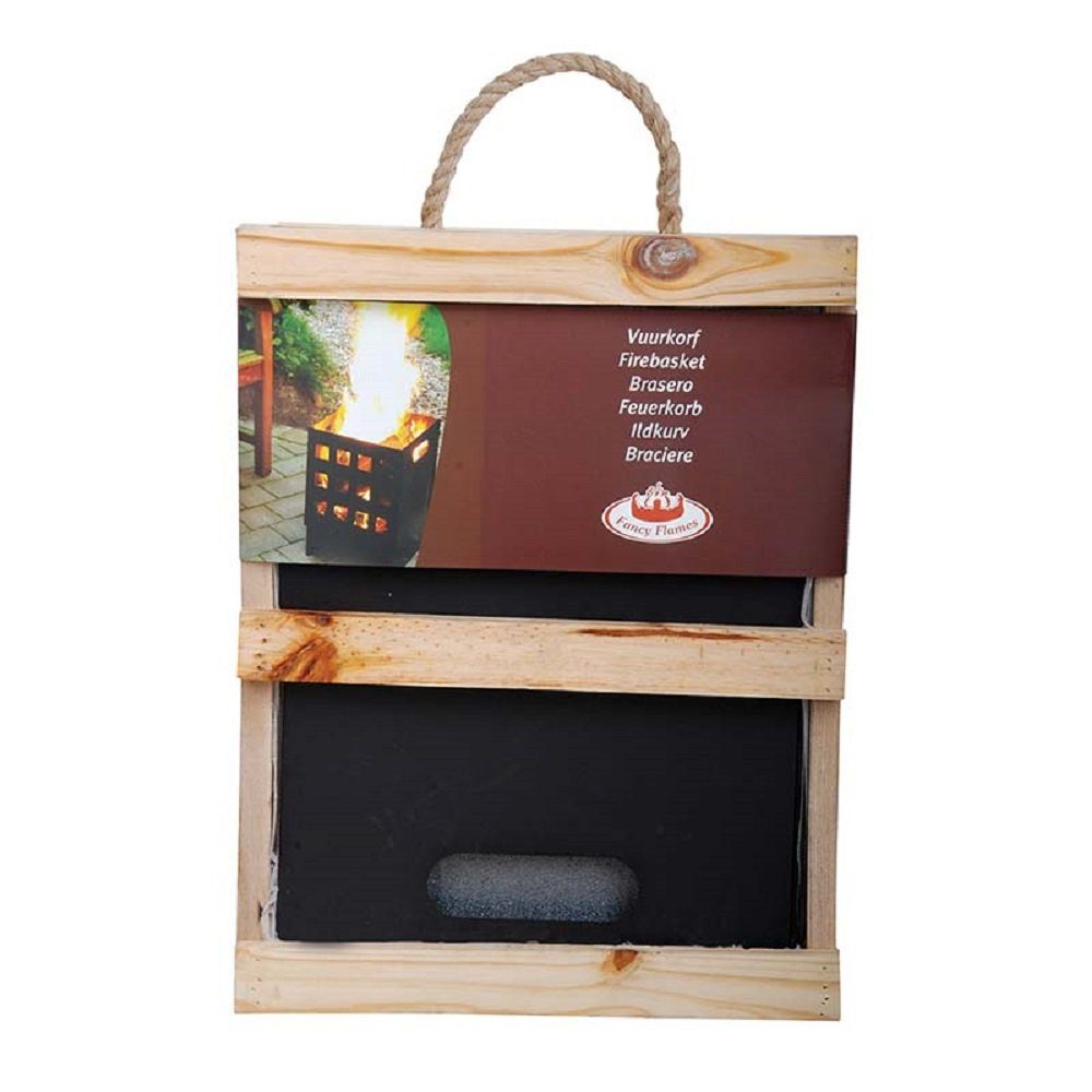 esschert design Feuerschale Feuerkorb Feuerstelle Feuerschale rechteckig schwarz Eisen 30x30x40cm, (1 x Feuerkorb)