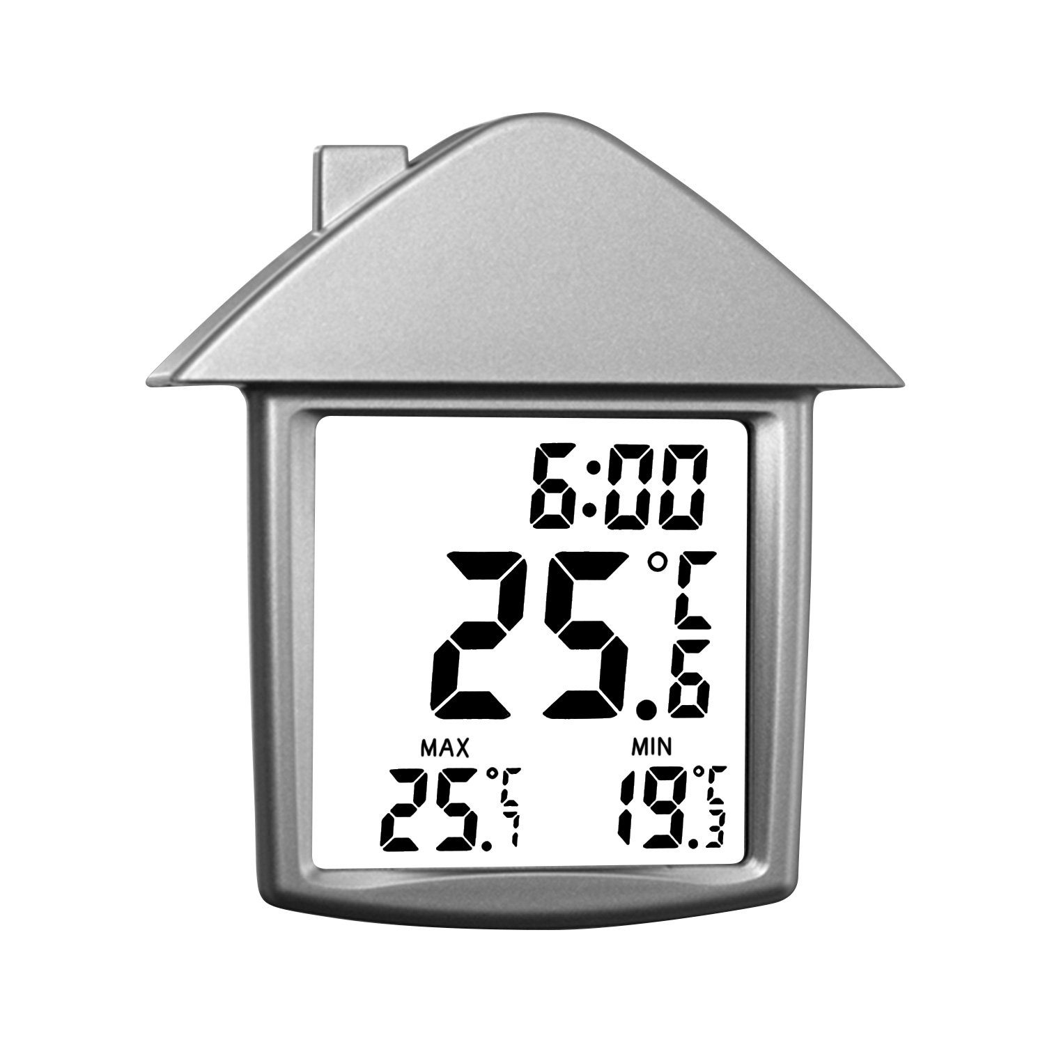 Wetterstation Digitales Fensterthermometer, Wetterinstrument, wetterfest, 90 x 98 mm
