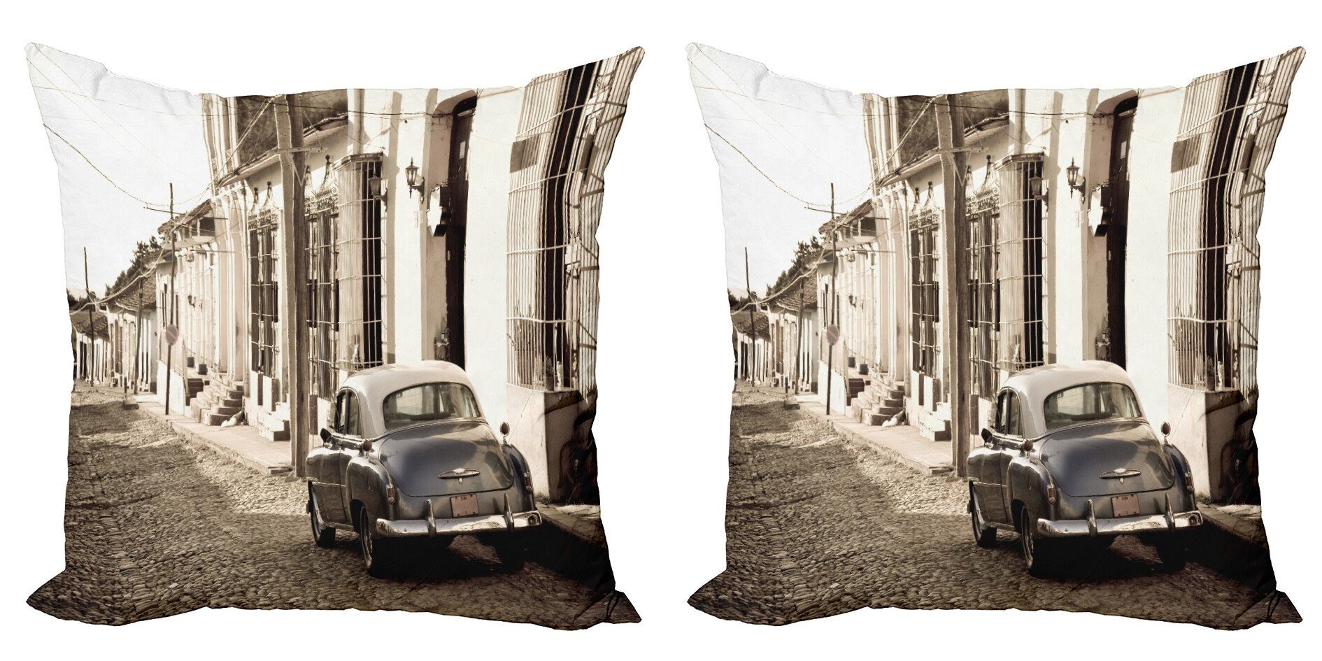 Kissenbezüge Modern Accent Doppelseitiger Digitaldruck, Abakuhaus (2 Stück), Oldtimer Old Car Cuba Street