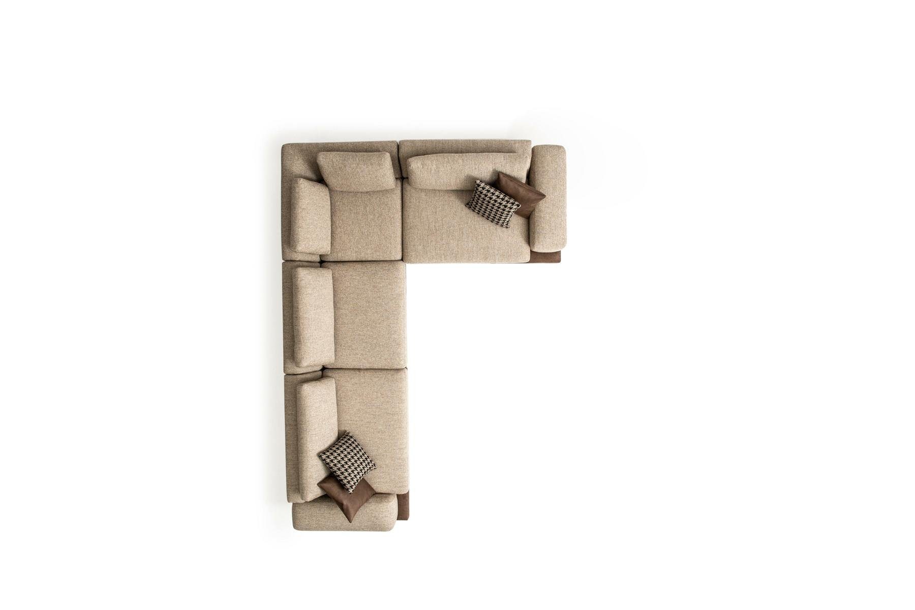 Teile, in Ecksofa Polster Couch, 4 Europe L-Form Ecksofa Moderne JVmoebel Beiges Wohnlandschaft Made