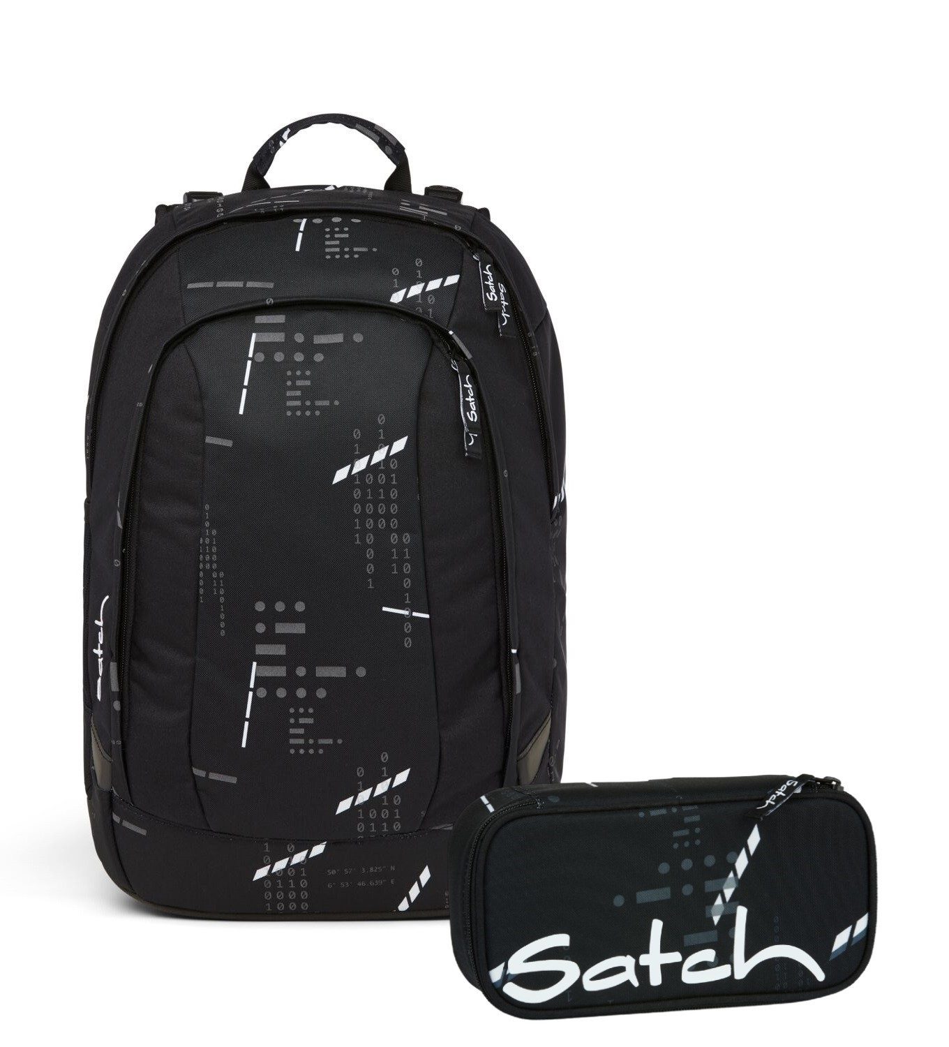 Satch Schulranzen Schulrucksack-Set AIR Ninja Matrix 2-teilig (2-teilig), Laptop-Fach, Your-Size-System, Schulranzen
