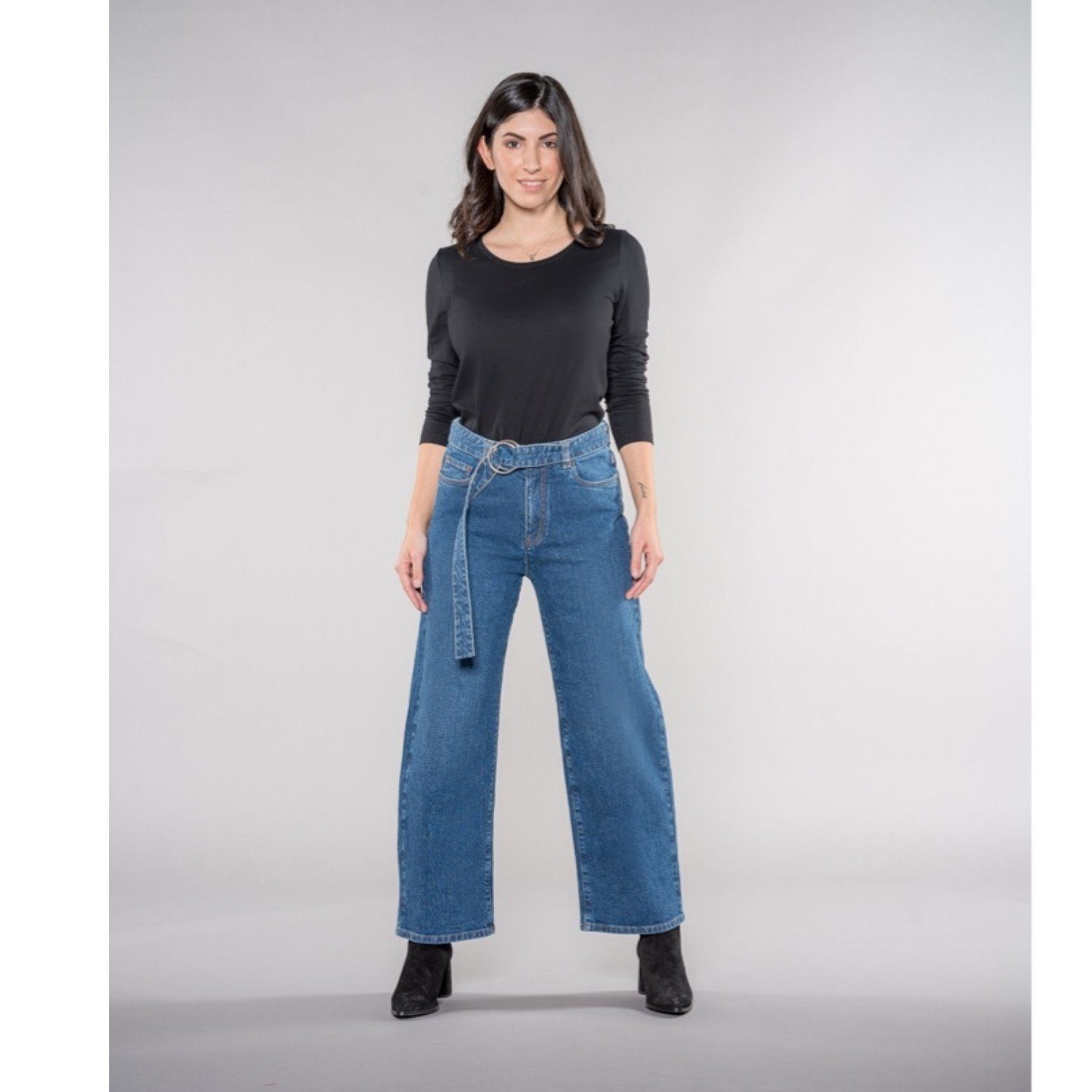 Waist High fv-Flo:ra, Leg, Feuervogl Ankle-Jeans Denim Wide Hemp