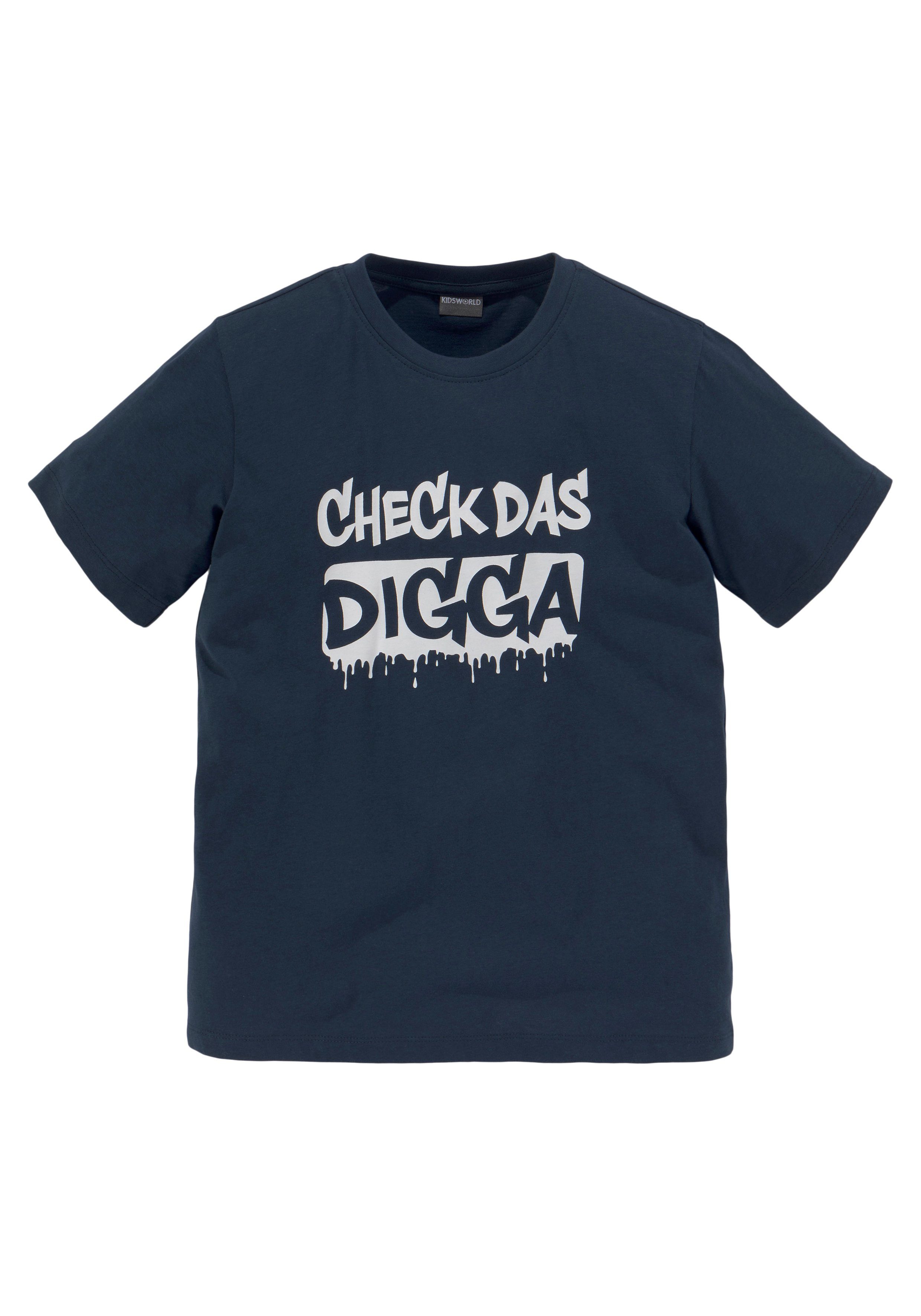 KIDSWORLD T-Shirt für Jungen DAS DIGGA CHECK Sprücheshirt