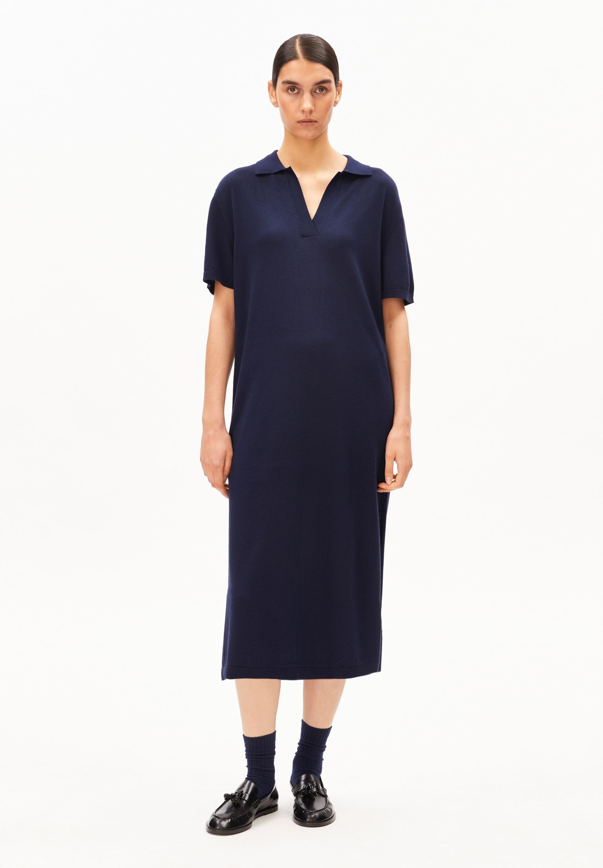 Armedangels Strickkleid FINE POLO Strickkleid aus Bio-Baumwoll Mix Kragen günstig online kaufen