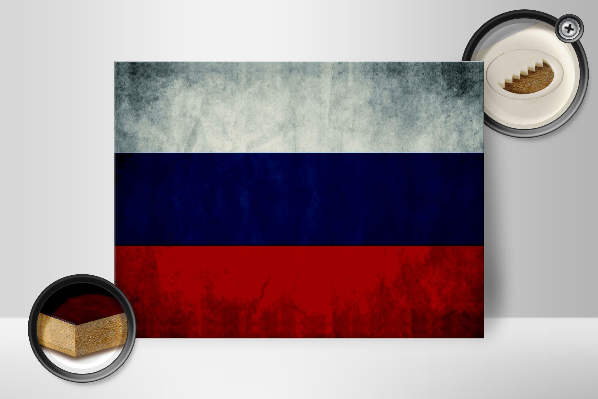 Femer GmbH Holzbild Flagge 40x30cm Russland Fahne Russia Flag, Flaggen (1 St), Glatte Holzfaserplatte (MDF), vorn beschichtet