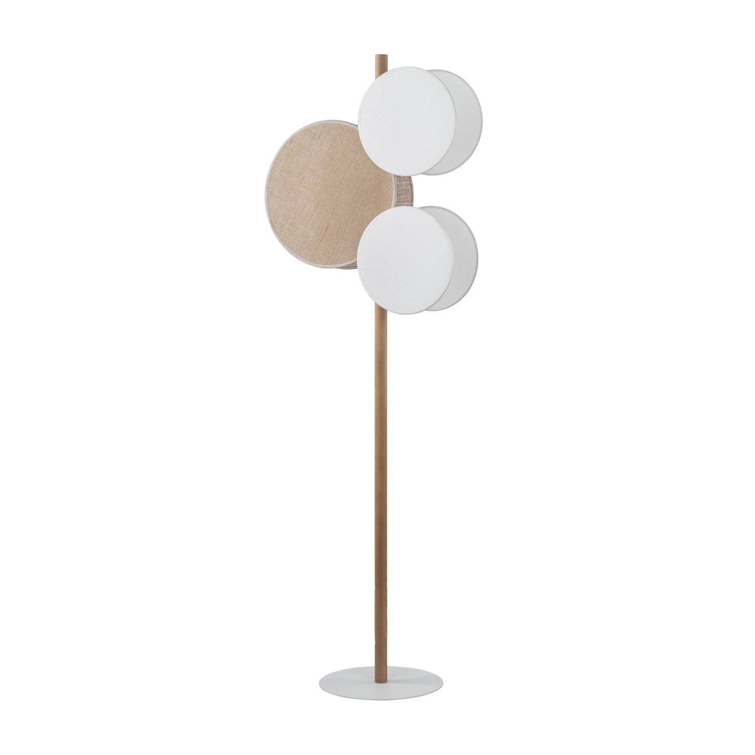 Licht-Erlebnisse Stehlampe IAN, ohne Leuchtmittel, Stoff Metall E27 150 cm hoch Weiß Kiefer 3-flammig Skandinavisch