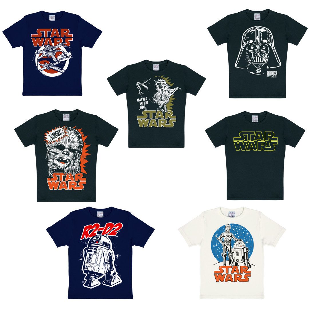 Print-Shirt Kinder-T Shirt Star Wars - R2D2, Darth Vader etc. - viele Größen