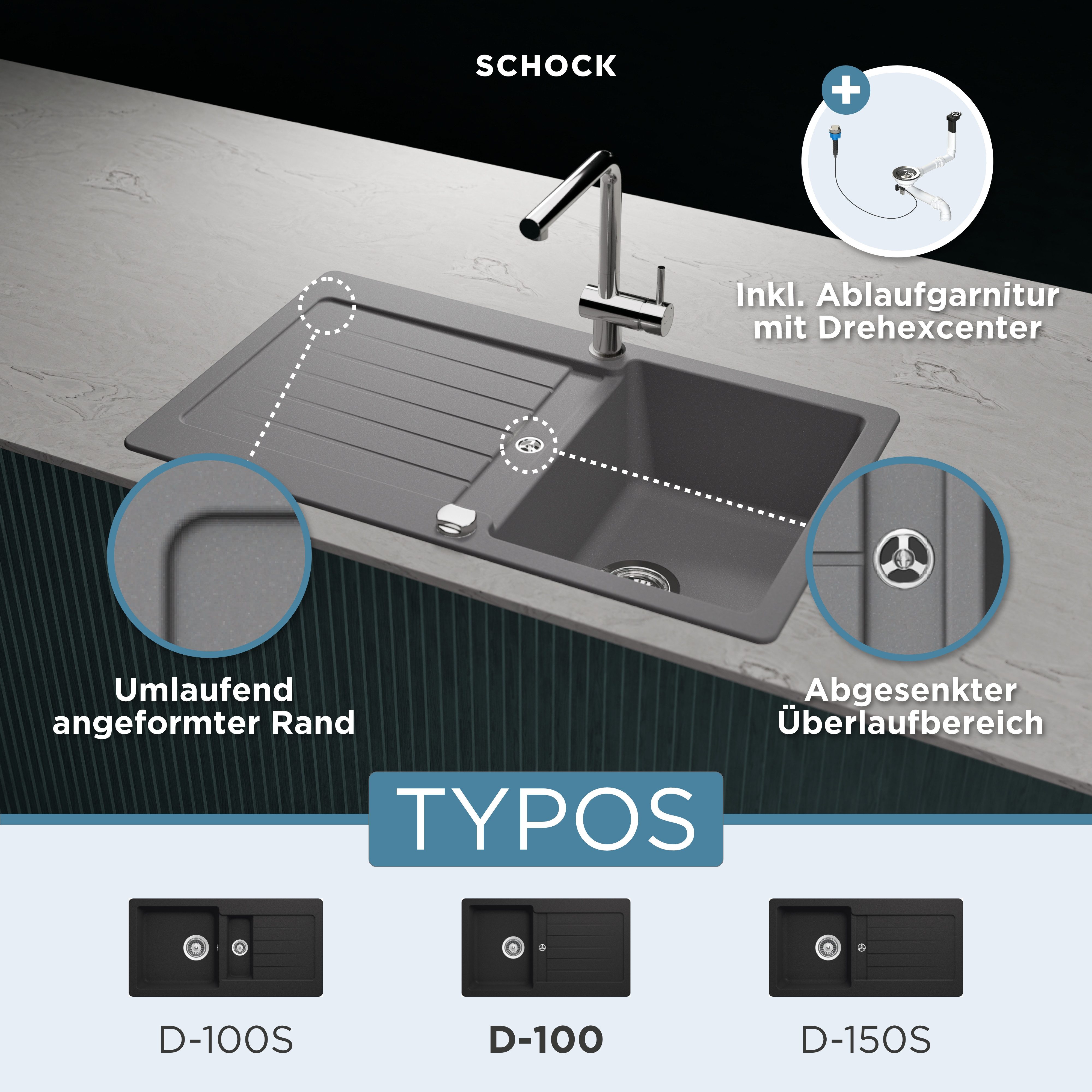 Schock Granitspüle Typos D-100, rechteckig
