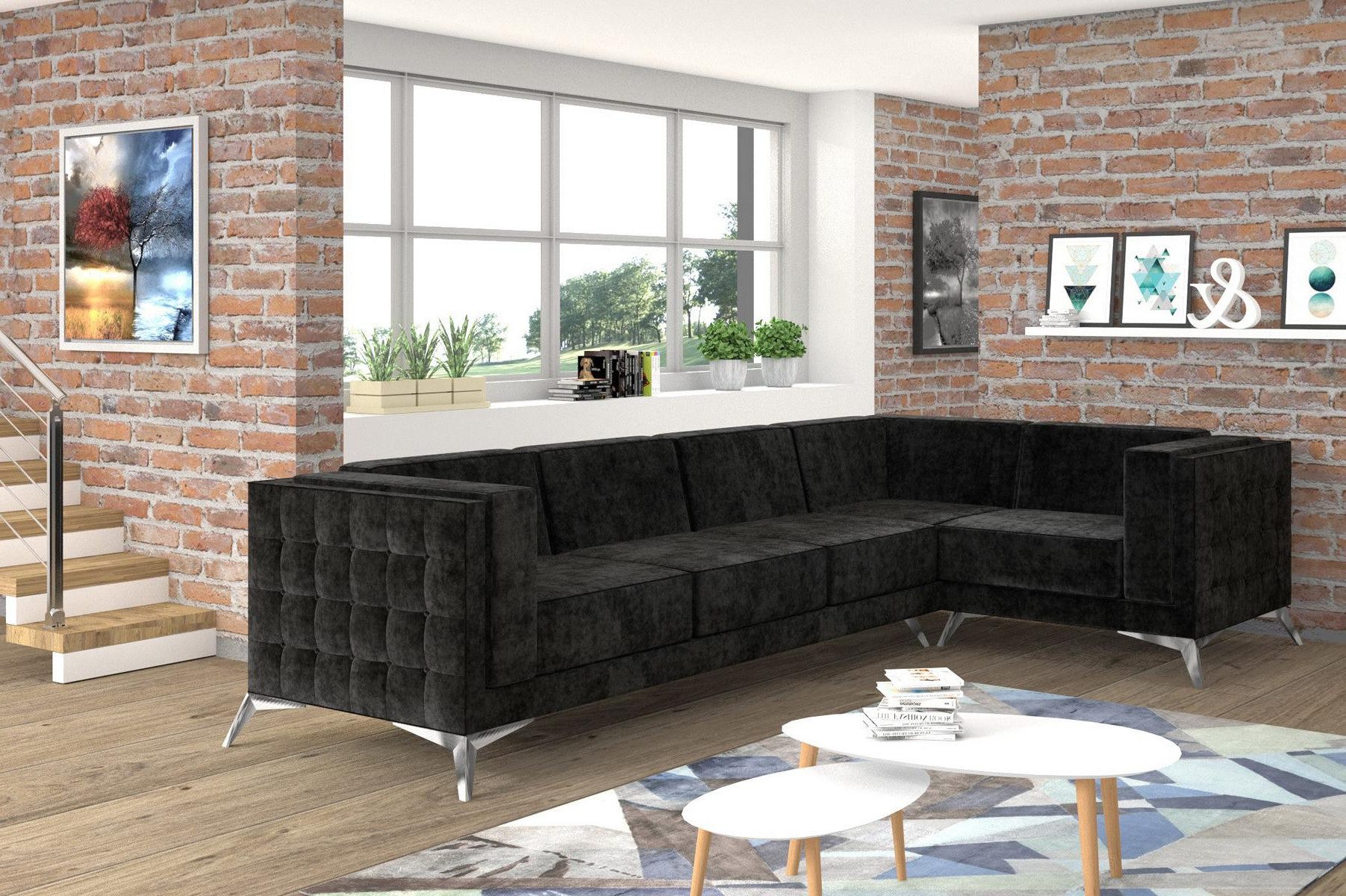 Xlmoebel Ecksofa Chesterfield Ecksofa in L-Form aus hochwertigem Stoff, elegant, Ecksofa L-Form, Hergestellt in Europa