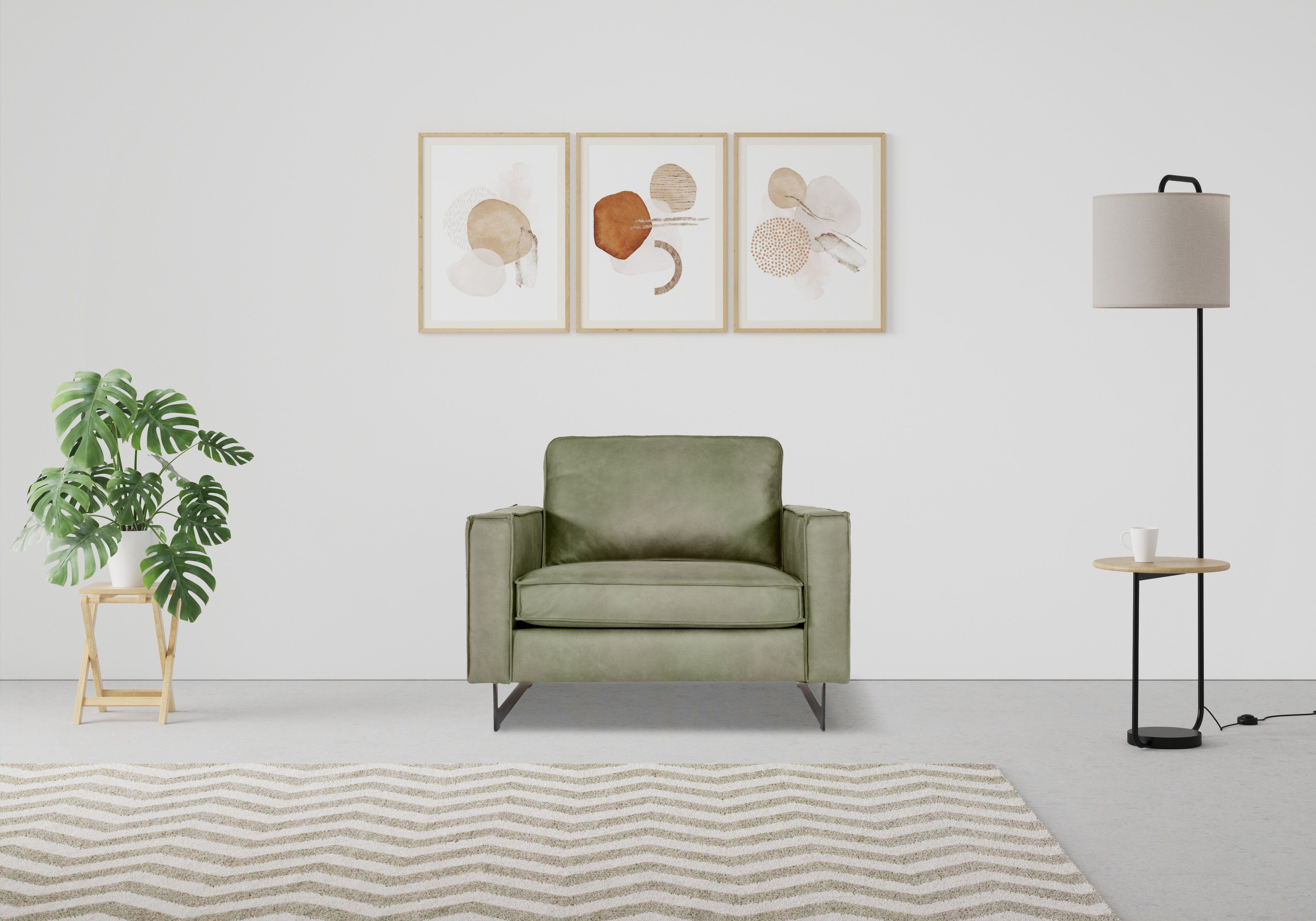 Home affaire Loveseat Pinto 105 cm, Cord, Chenille, Lederoptik, mit Keder, günstig online kaufen