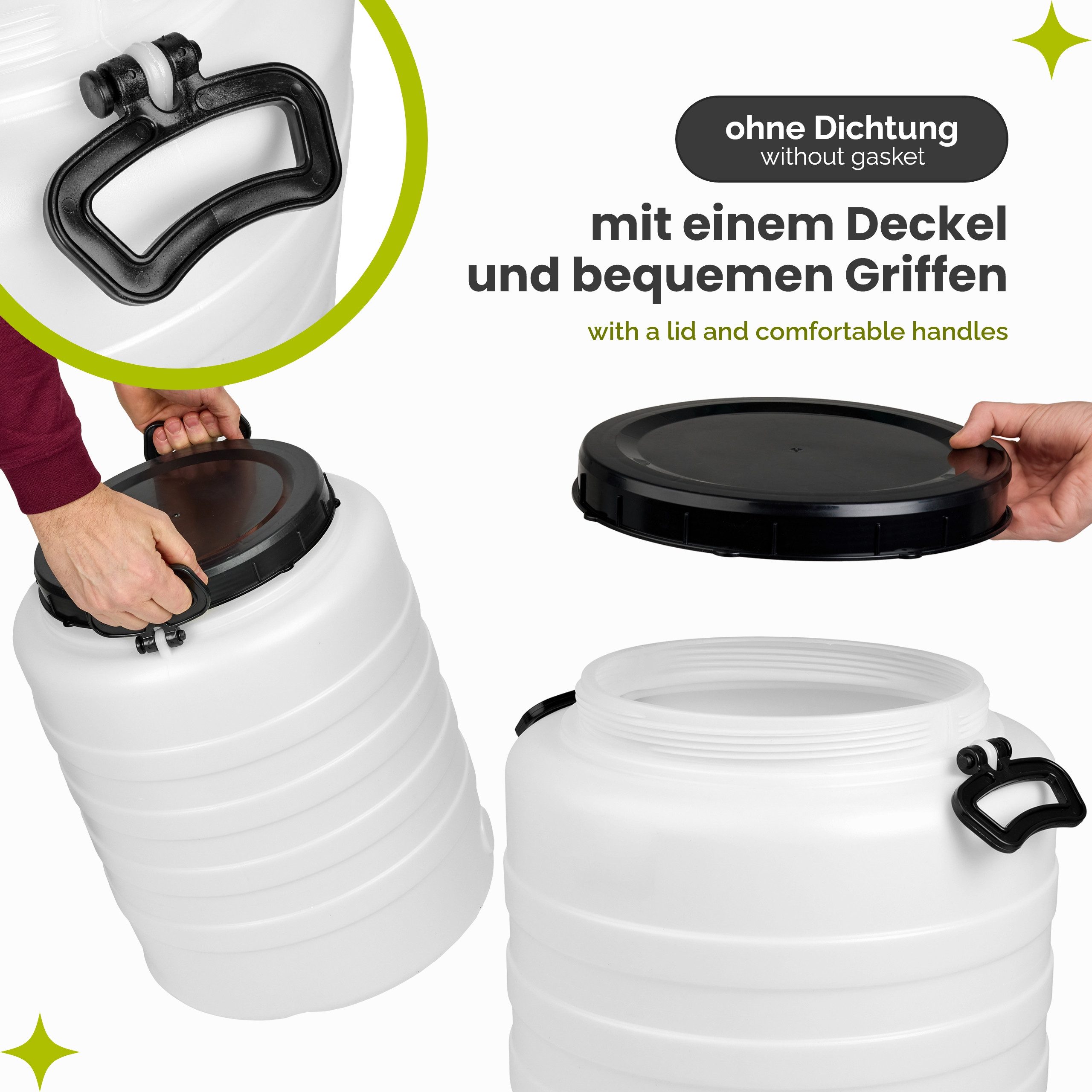 Garronda Regentonne 45 L Weithalsfass Futtertonne aus HDPE Wasserbehälter GD-0187, 45 l, (1-tlg., mit Pressring)