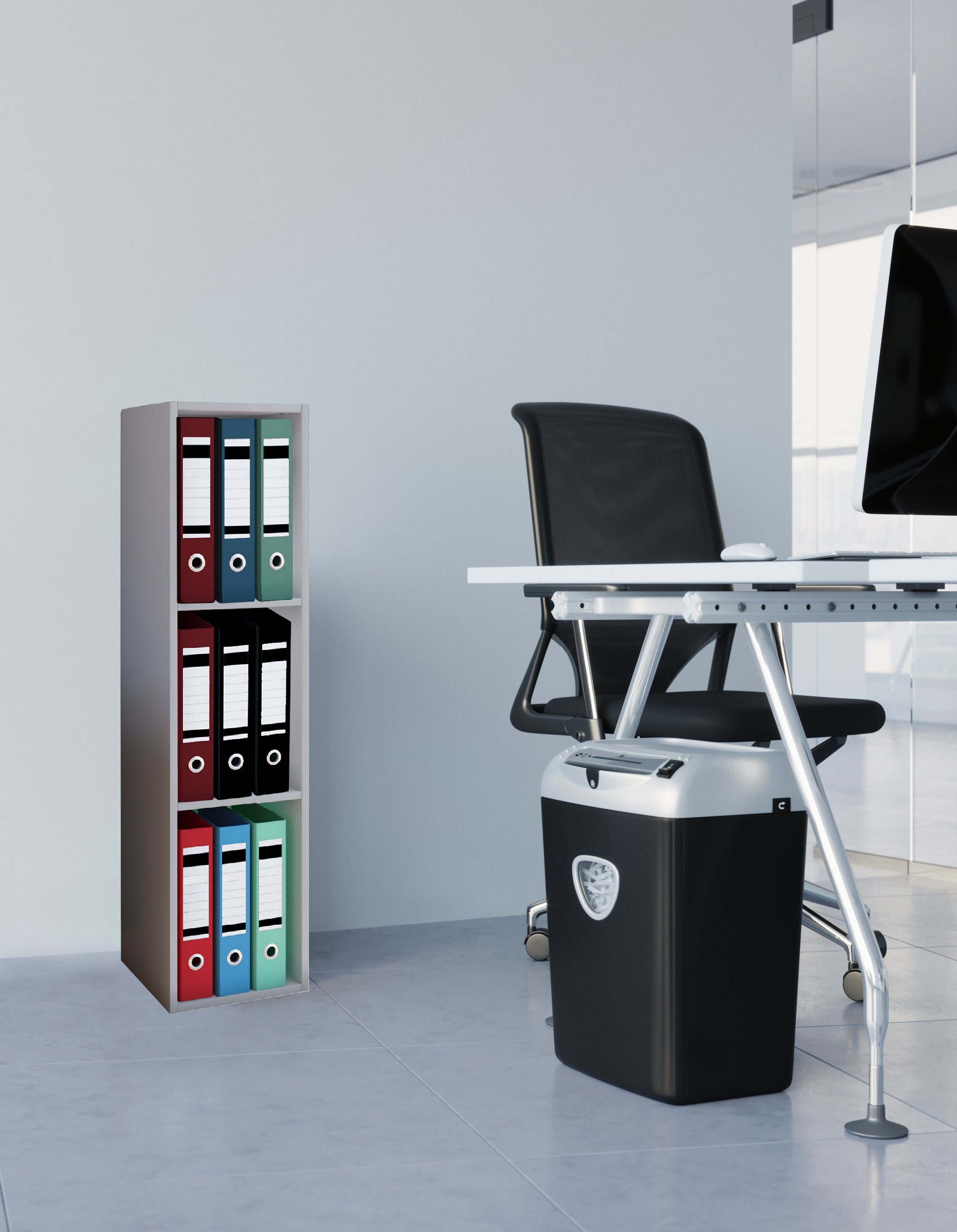 VCM Standregal Offas B. 34 x T. 30 x H. 107 cm, Offener Stauraum für Ordner, Akten und Bücher, 3 Fächer, Holzwerkstoff – Bild 3 von 4