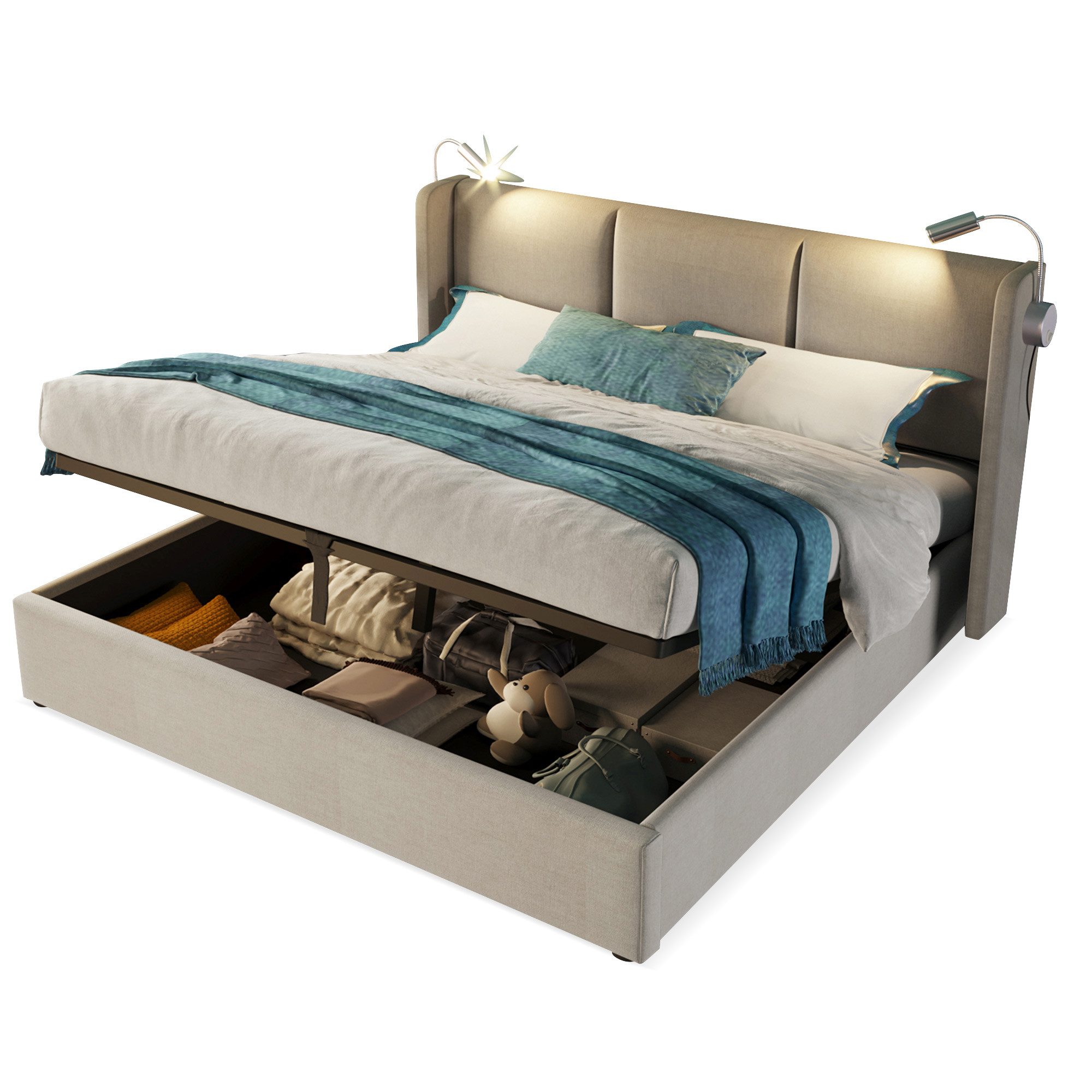 BlingBin Einzelbett Polsterbett (1-tlg., Doppelbett Stauraum günstig online kaufen